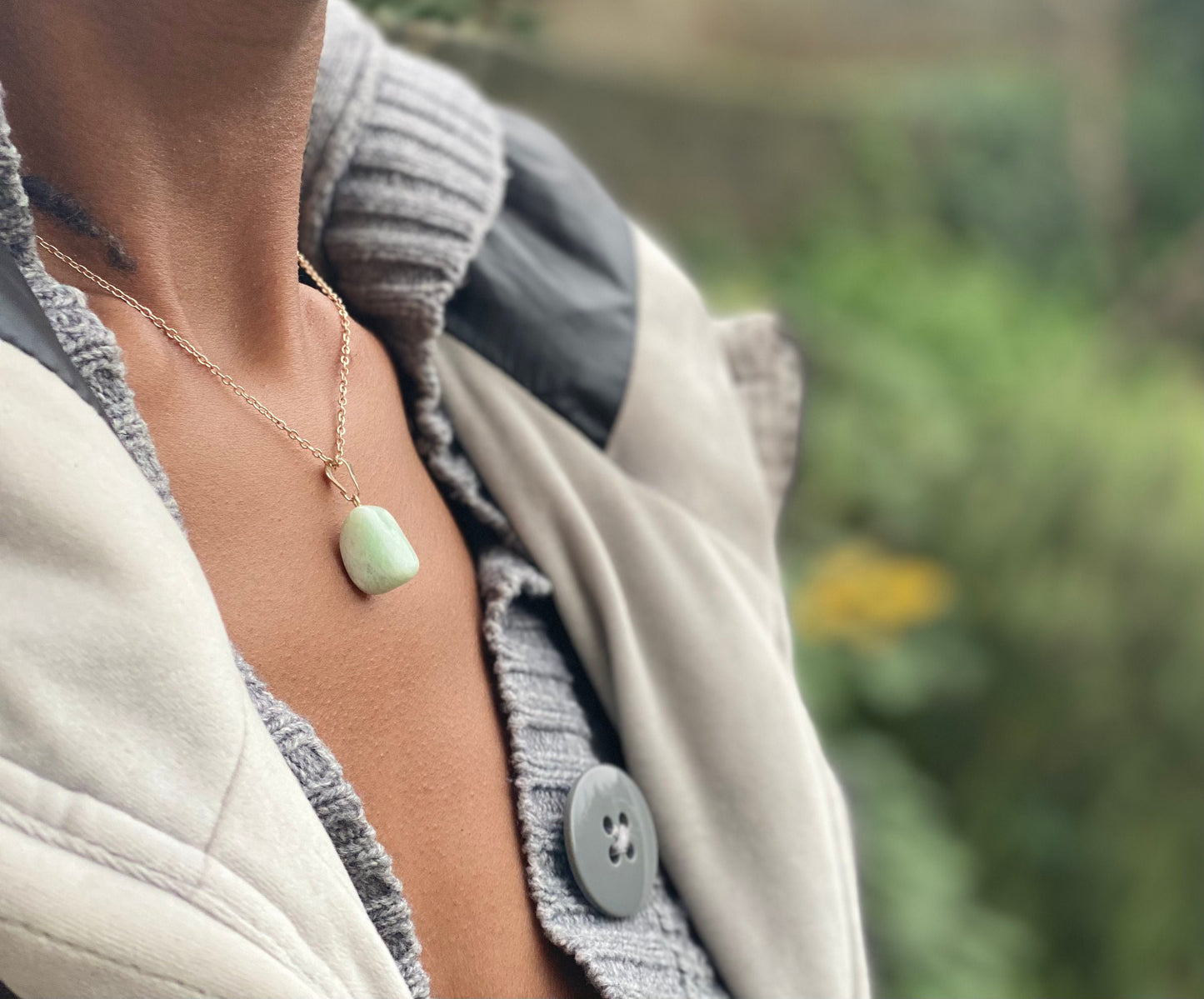 Gold Filled Tumbled Amazonite Necklace