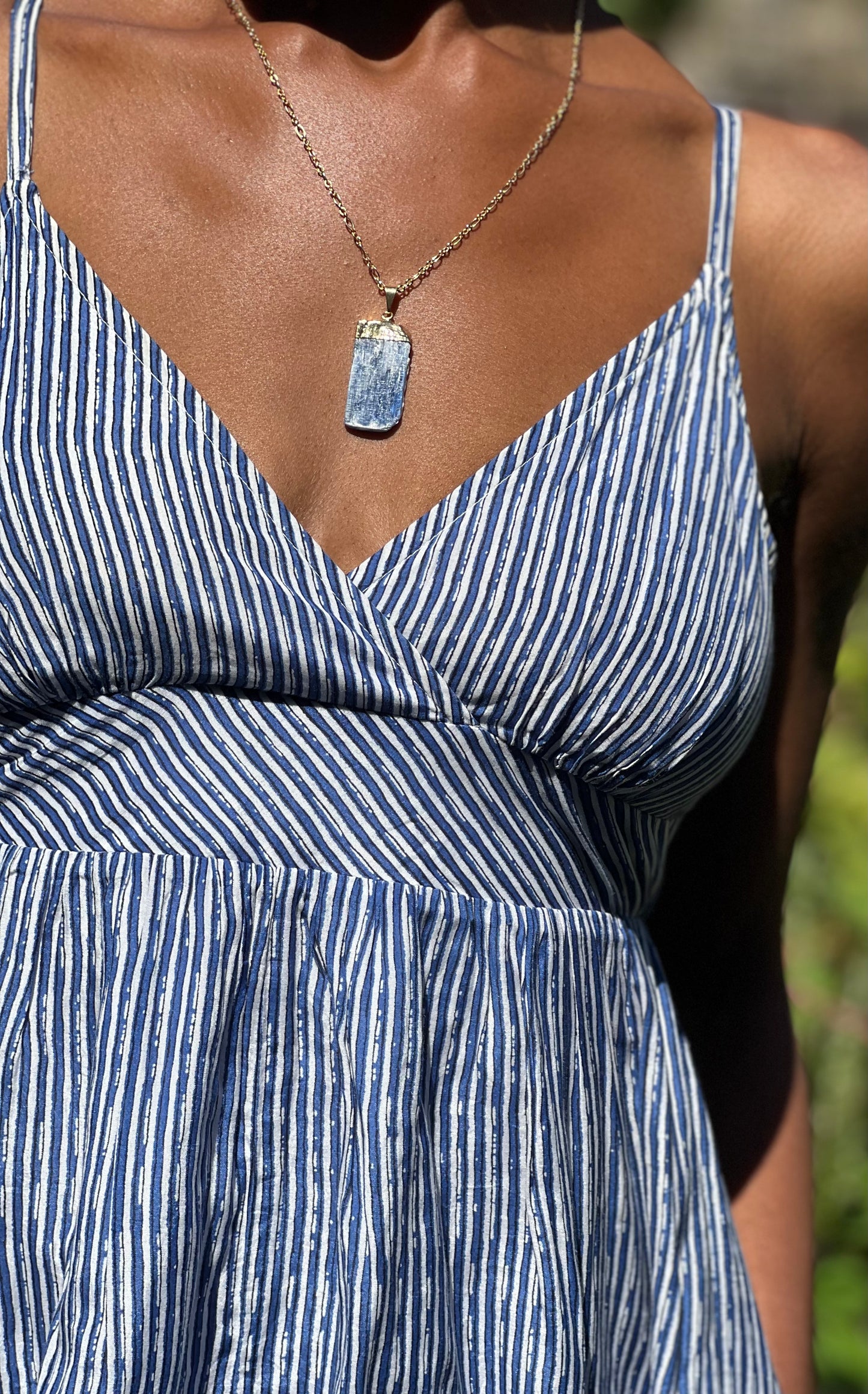 Gold Plated Blue Kyanite Necklace