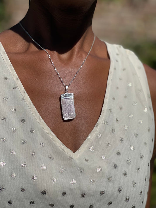 Silver Plated Purple Lepidolite Necklace