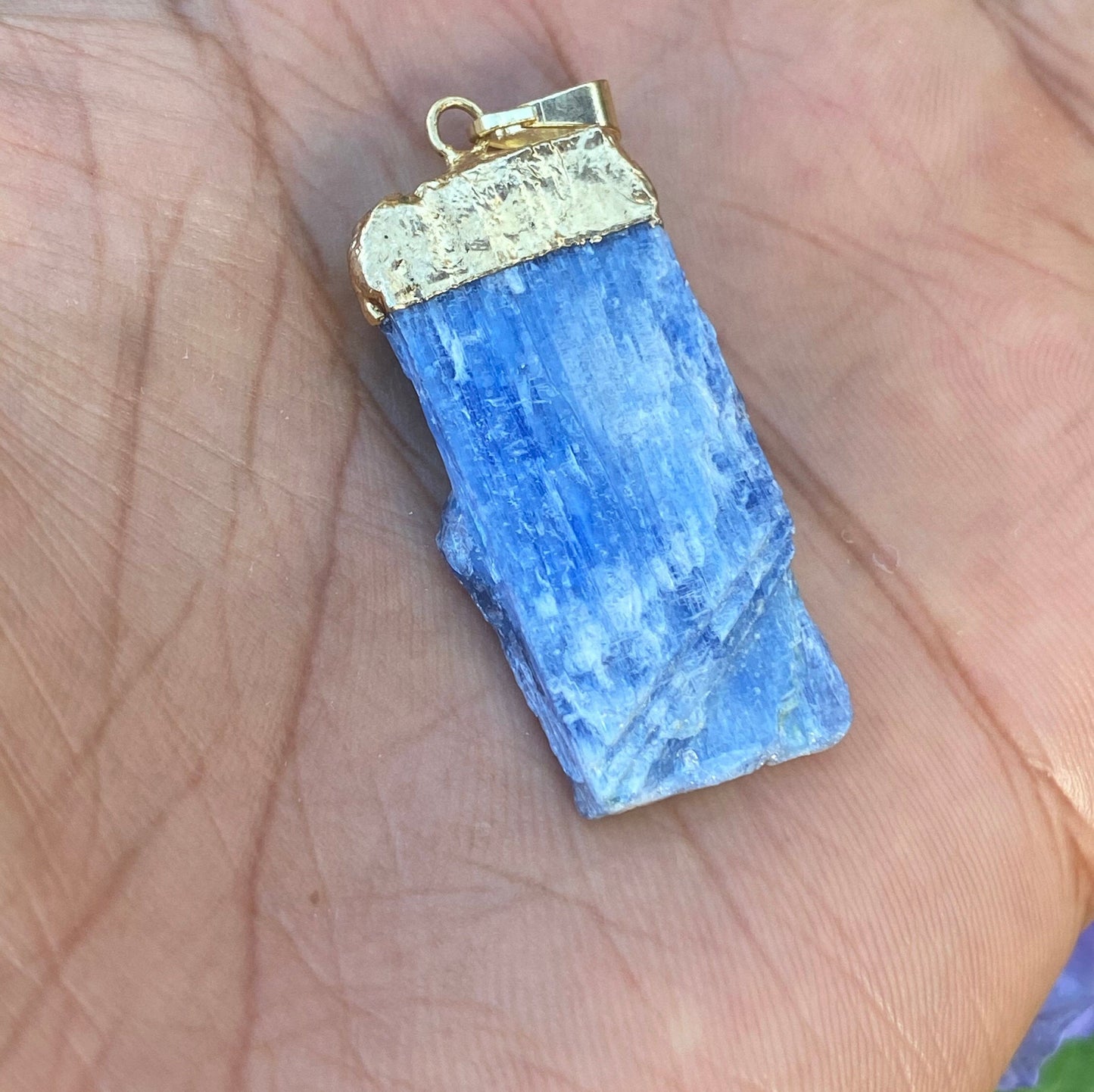 Gold Plated Blue Kyanite Necklace