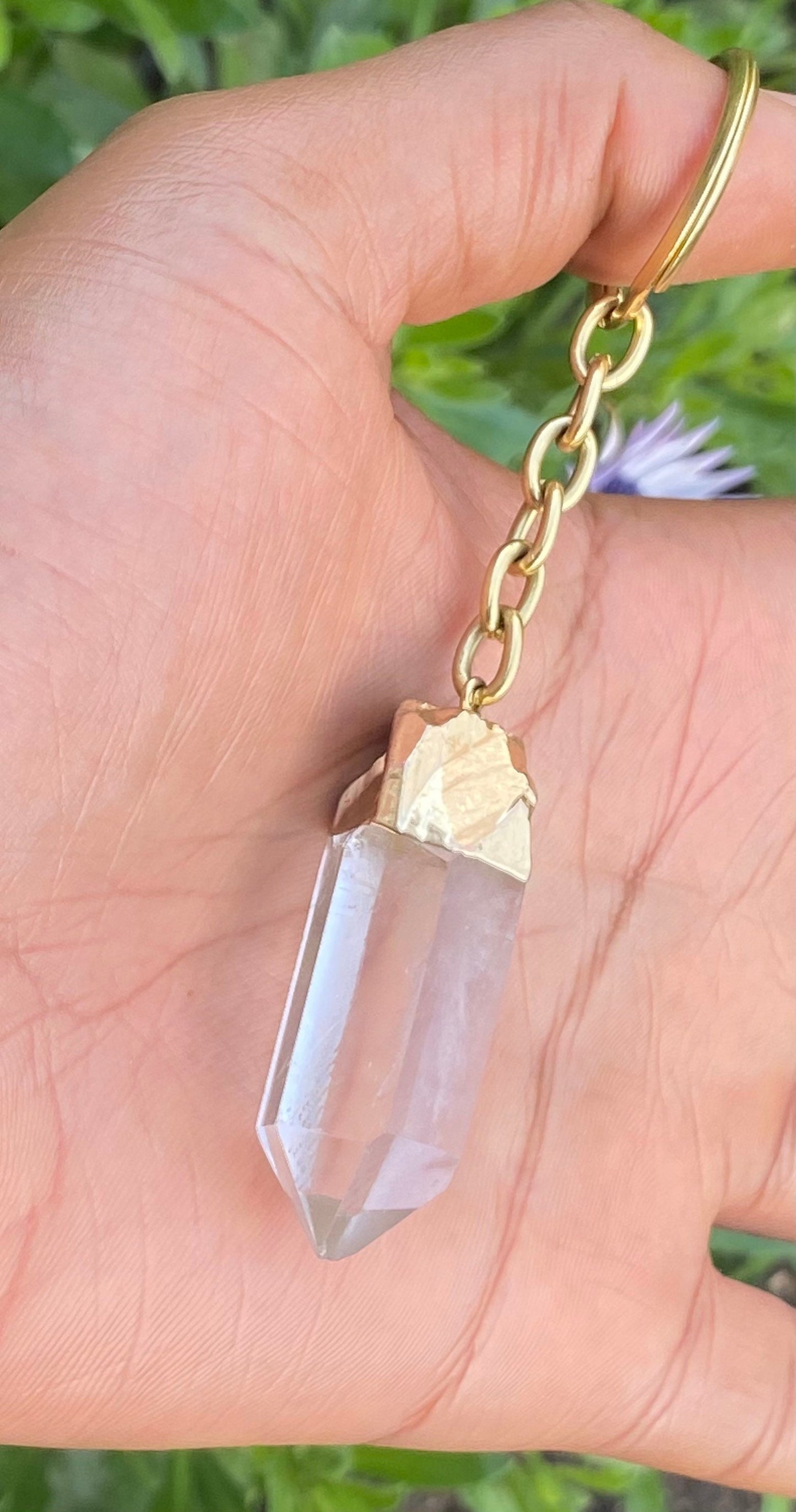 Quartz Crystal Keychain