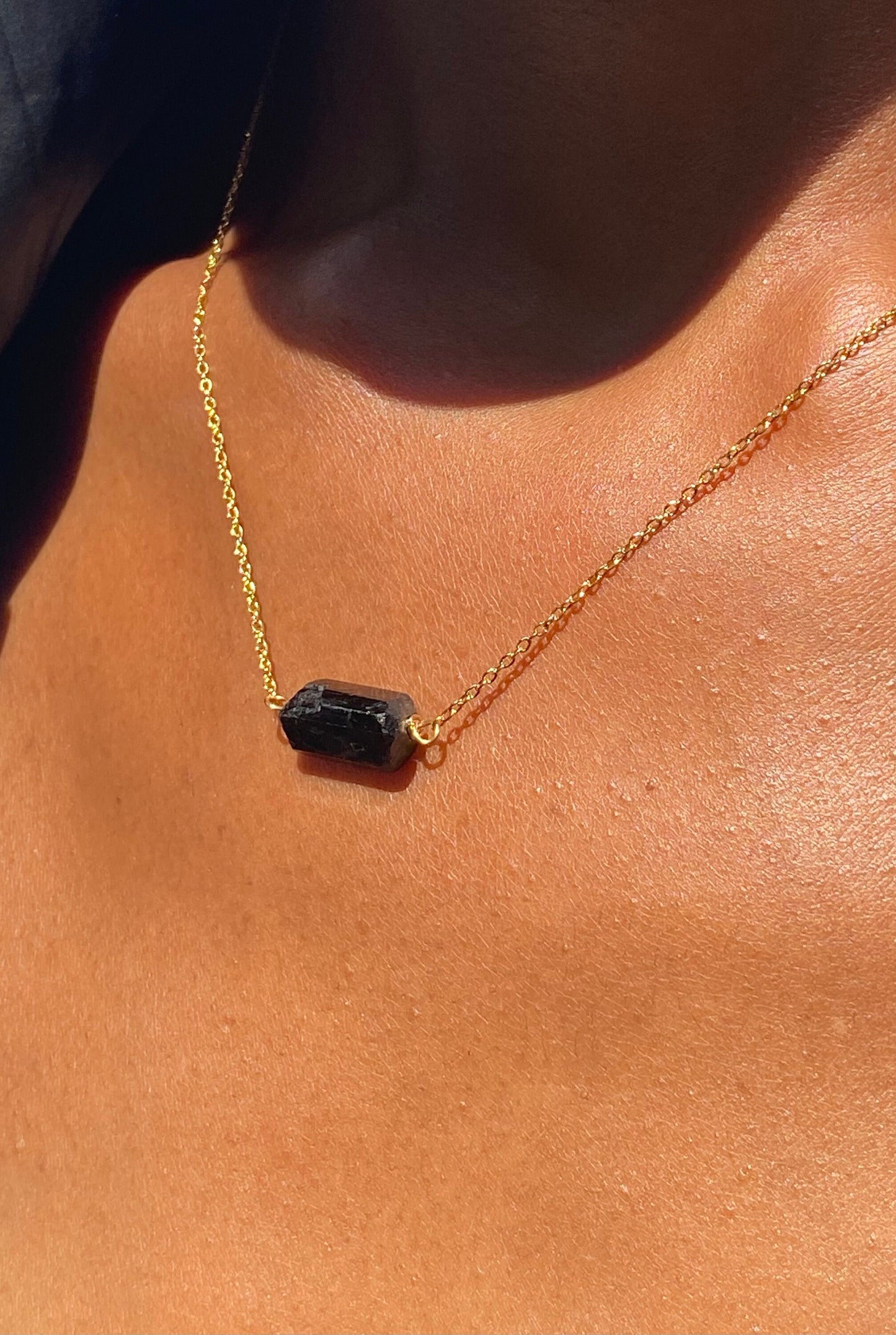 Gold Filled Black Tourmaline Necklace