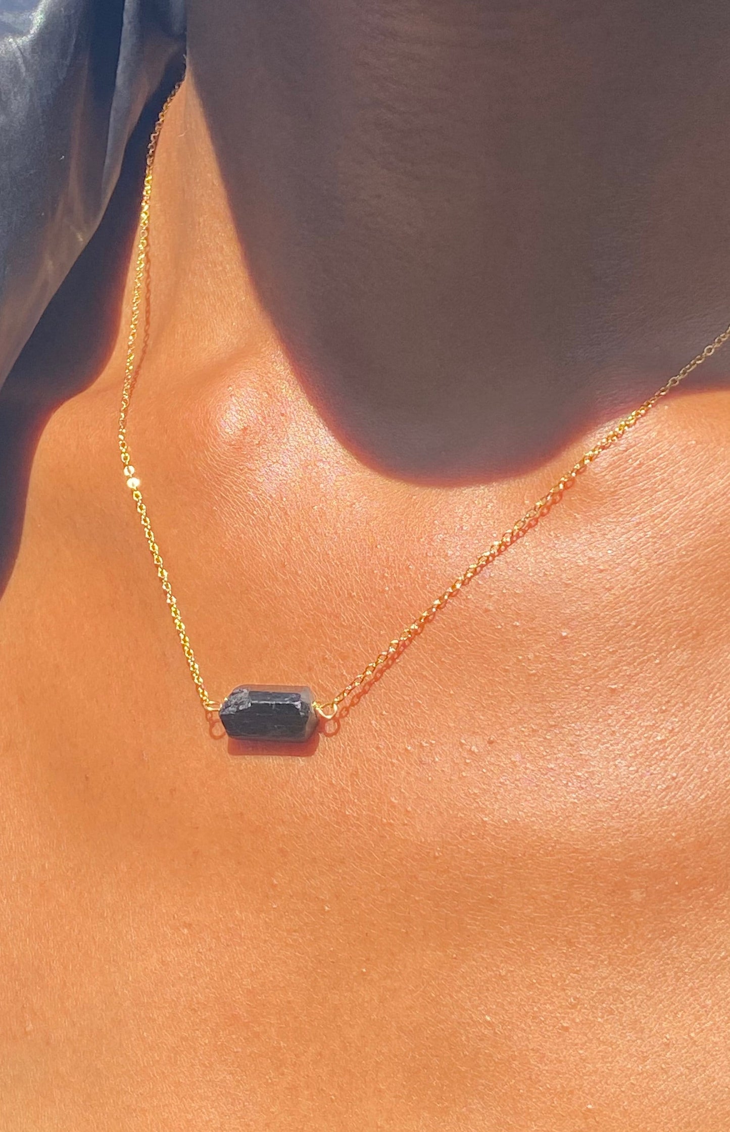 Gold Filled Black Tourmaline Necklace