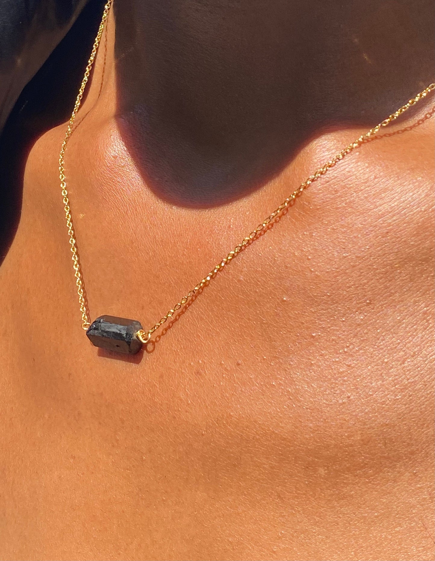 Gold Filled Black Tourmaline Necklace