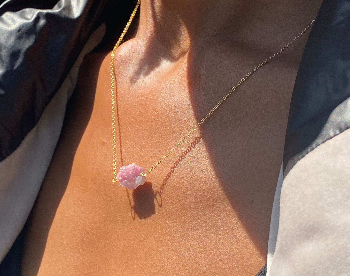 Gold Filled Ombre Pink Tourmaline Necklace