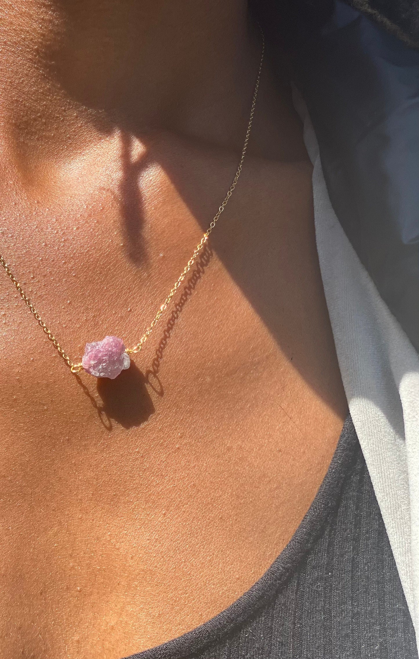 Gold Filled Ombre Pink Tourmaline Necklace