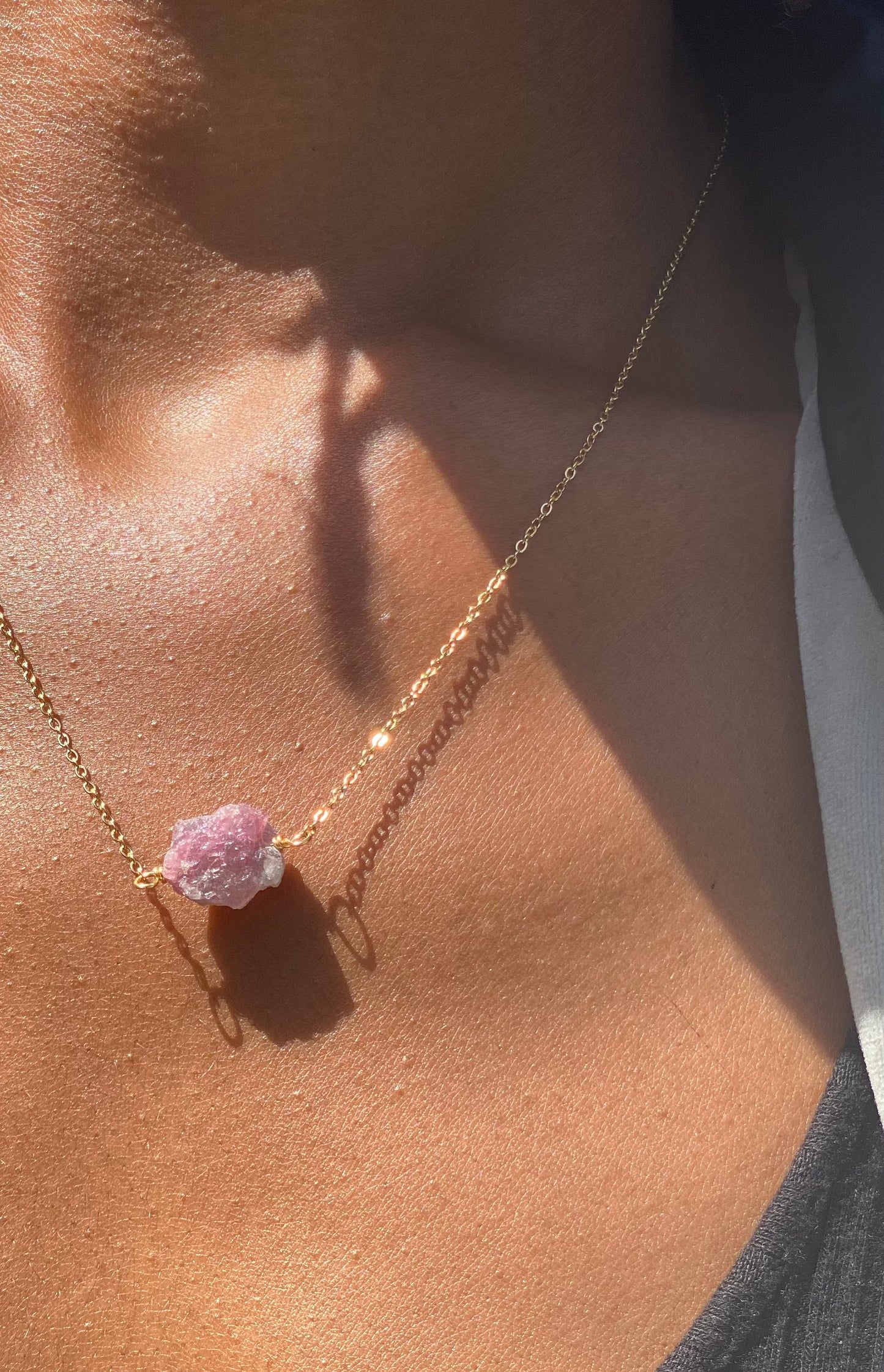 Gold Filled Ombre Pink Tourmaline Necklace