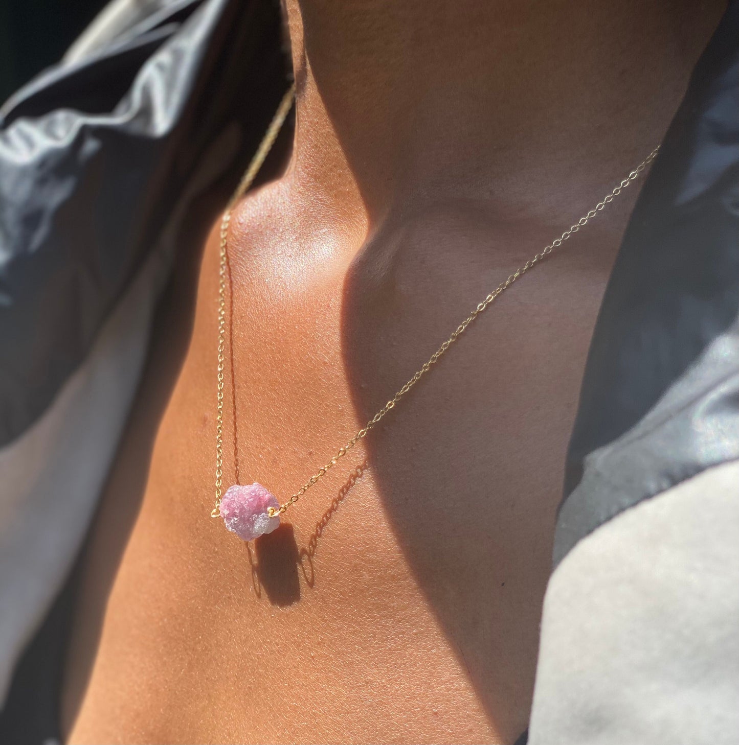 Gold Filled Ombre Pink Tourmaline Necklace