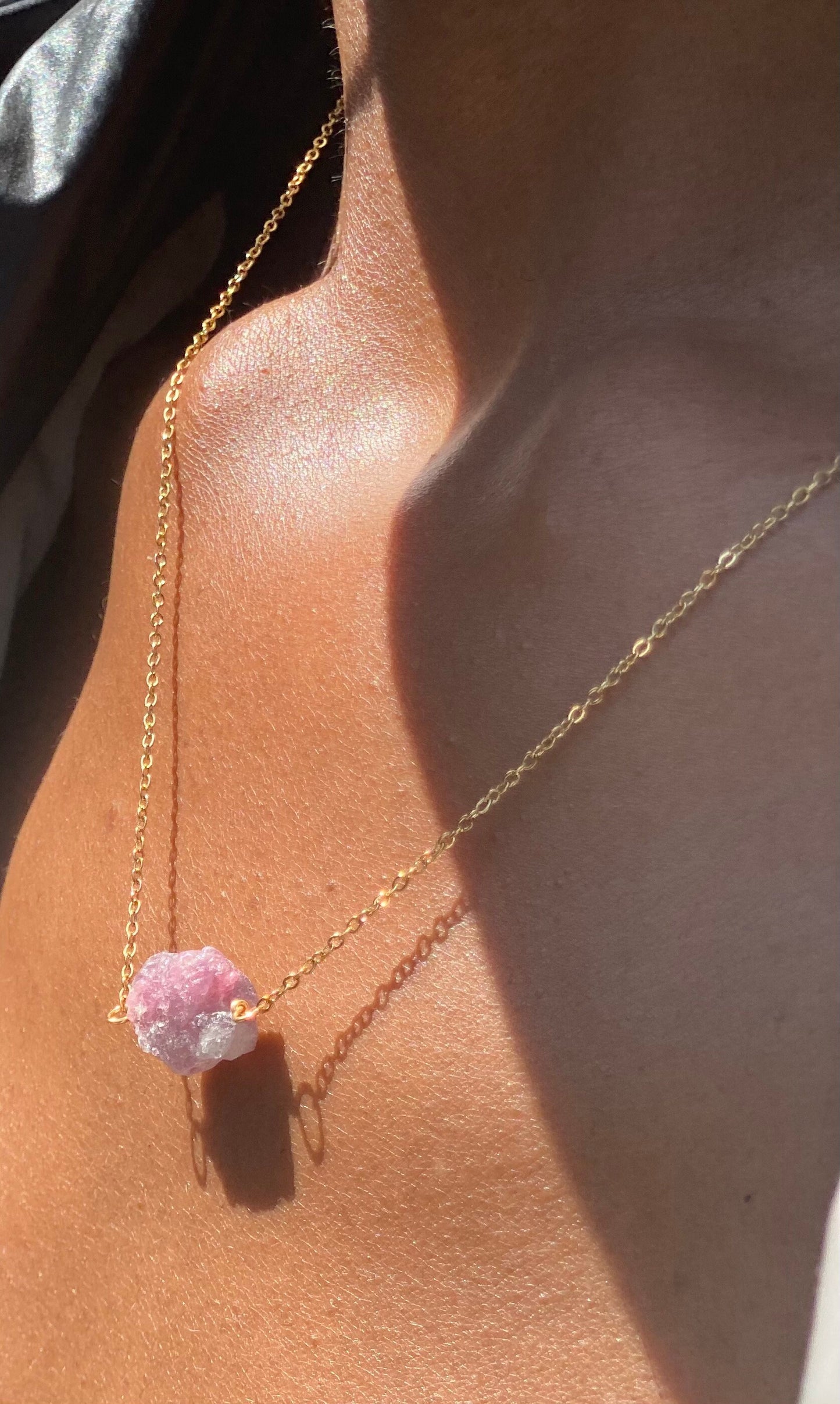 Gold Filled Ombre Pink Tourmaline Necklace