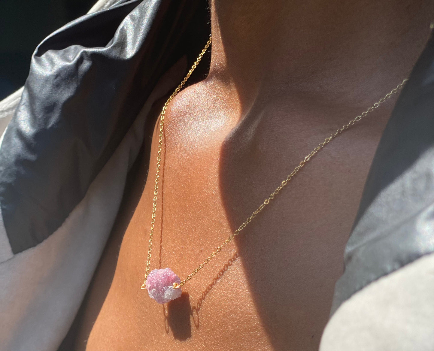 Gold Filled Ombre Pink Tourmaline Necklace