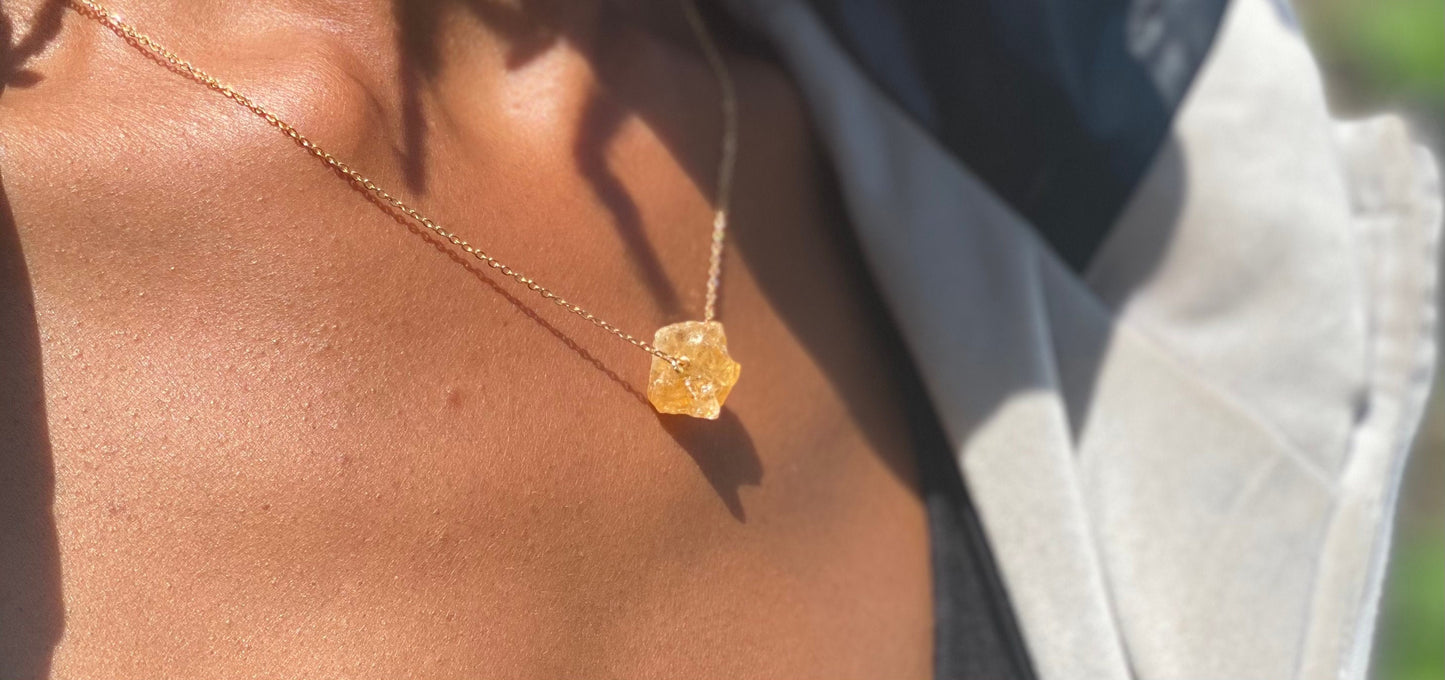 Dainty Gold Filled Citrine Necklace