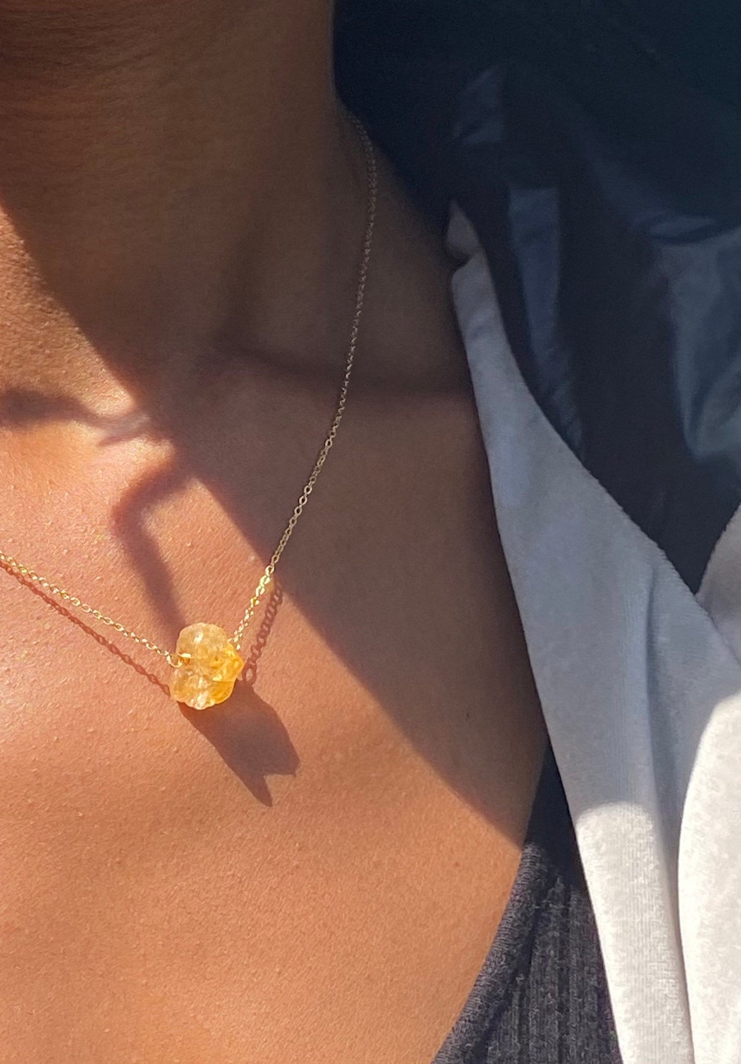 Dainty Gold Filled Citrine Necklace