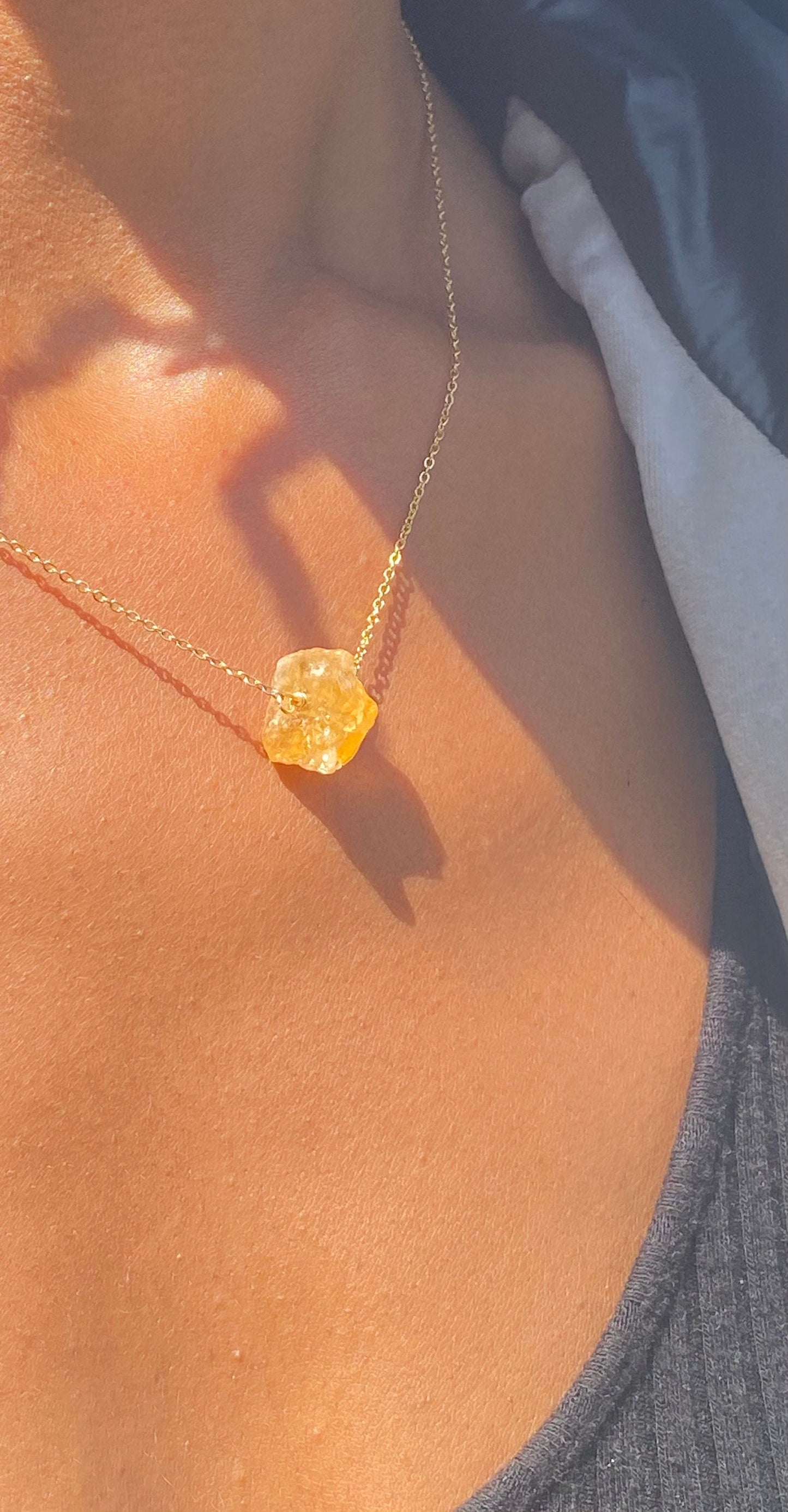 Dainty Gold Filled Citrine Necklace