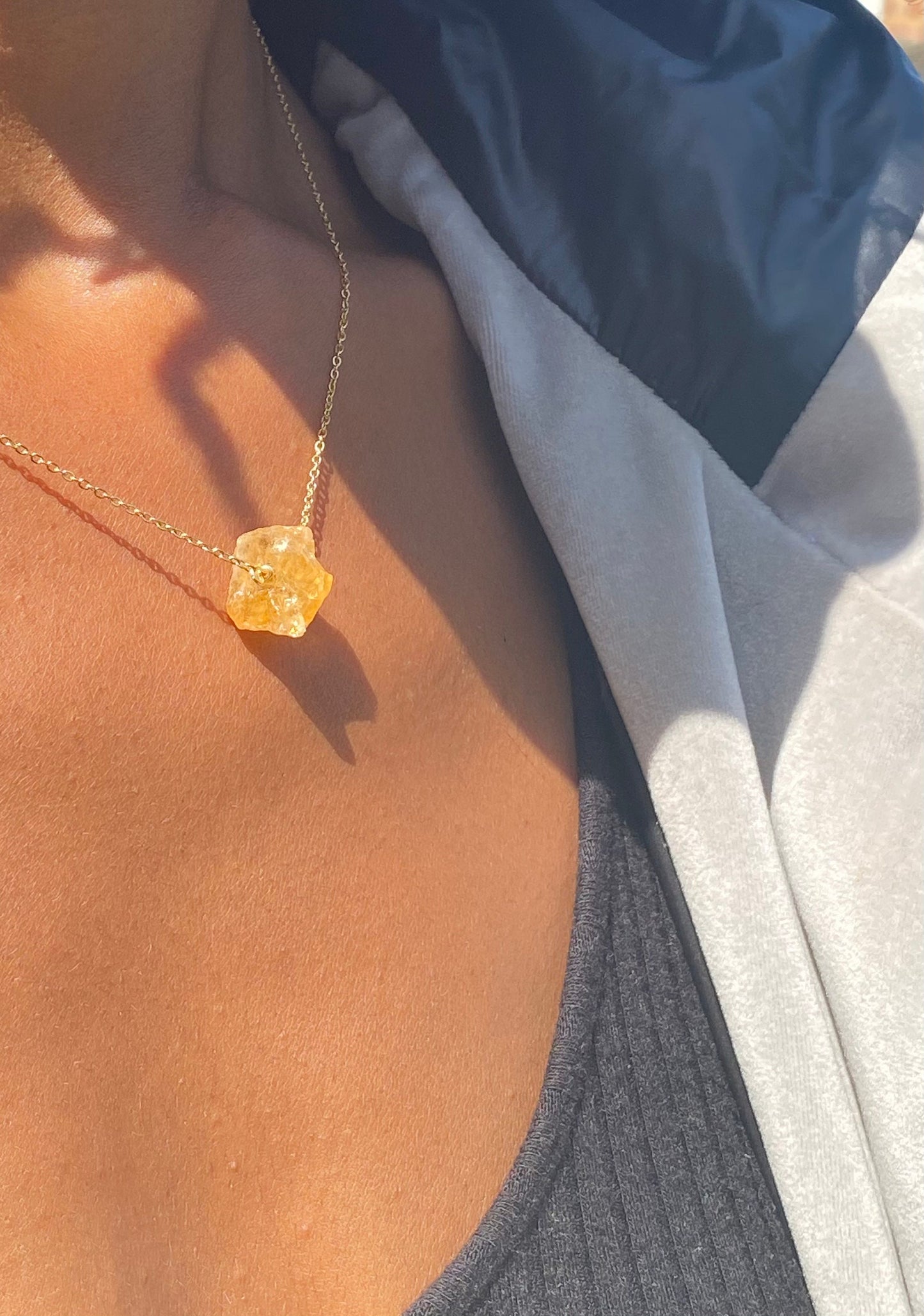 Dainty Gold Filled Citrine Necklace