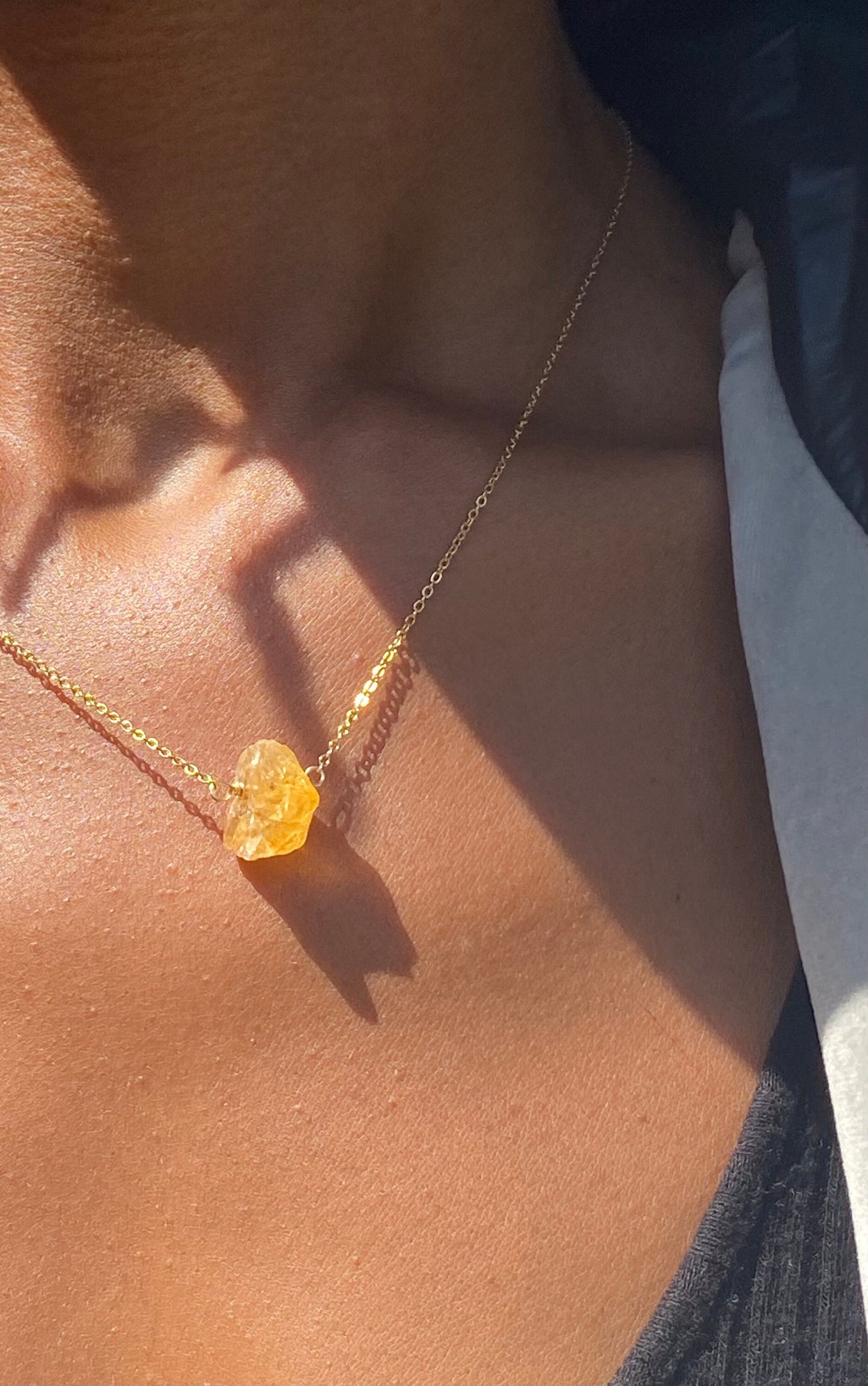 Dainty Gold Filled Citrine Necklace