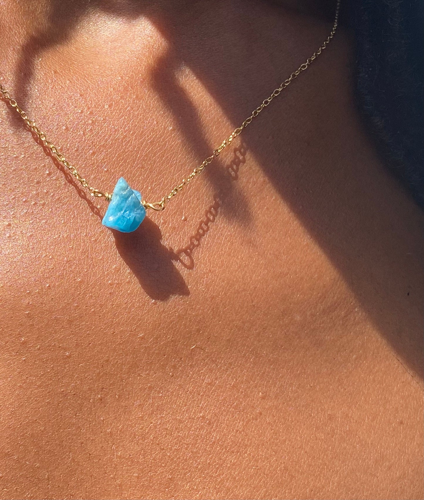 Gold Filled Neon Blue Apatite Necklace