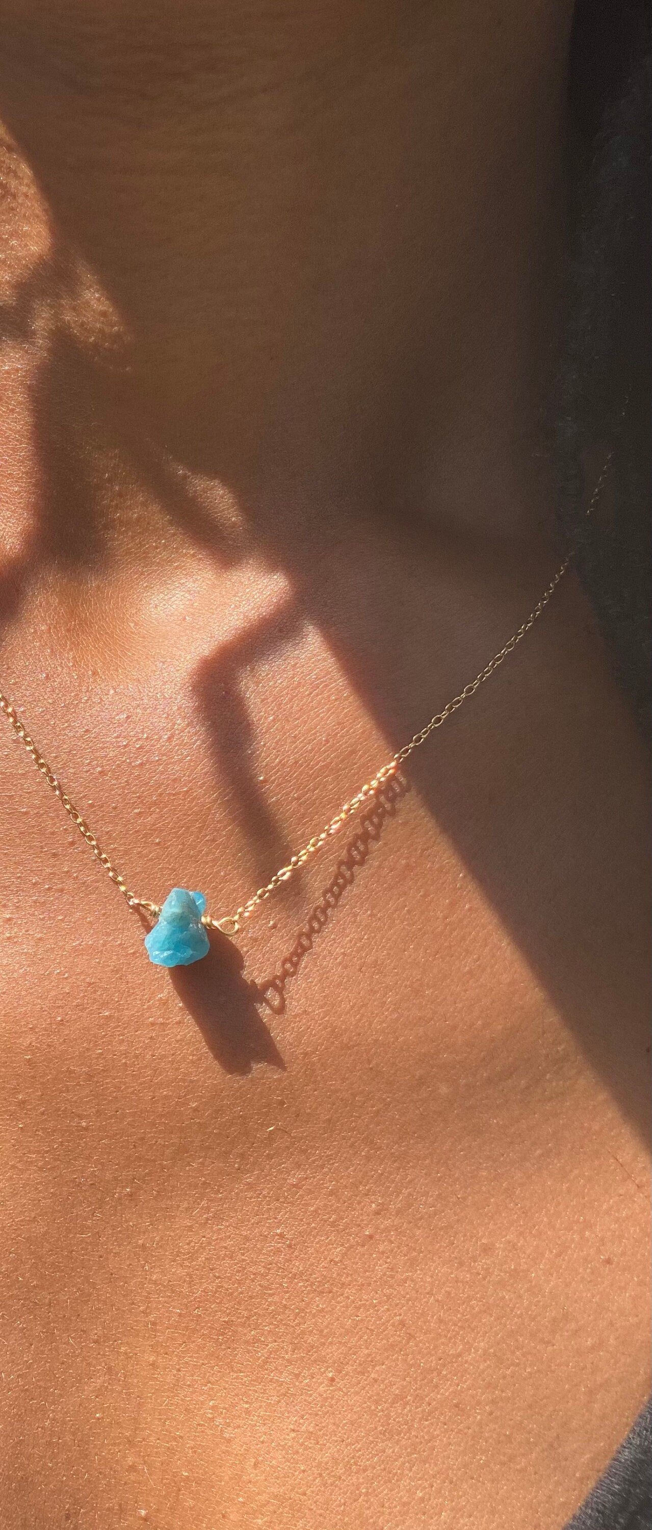 Gold Filled Neon Blue Apatite Necklace