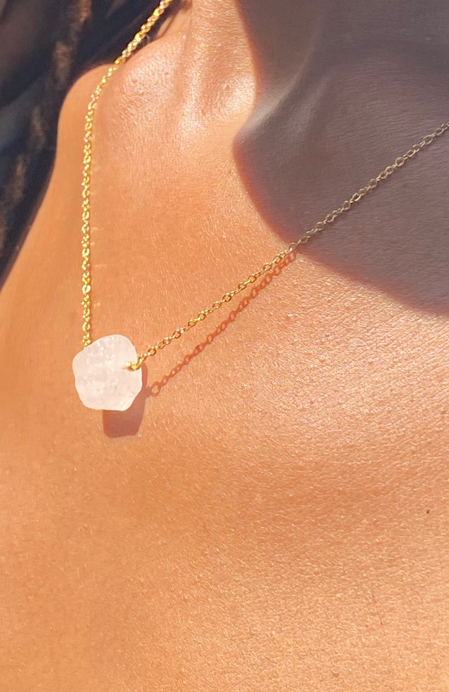 Gold Filled Raw Quartz Necklace