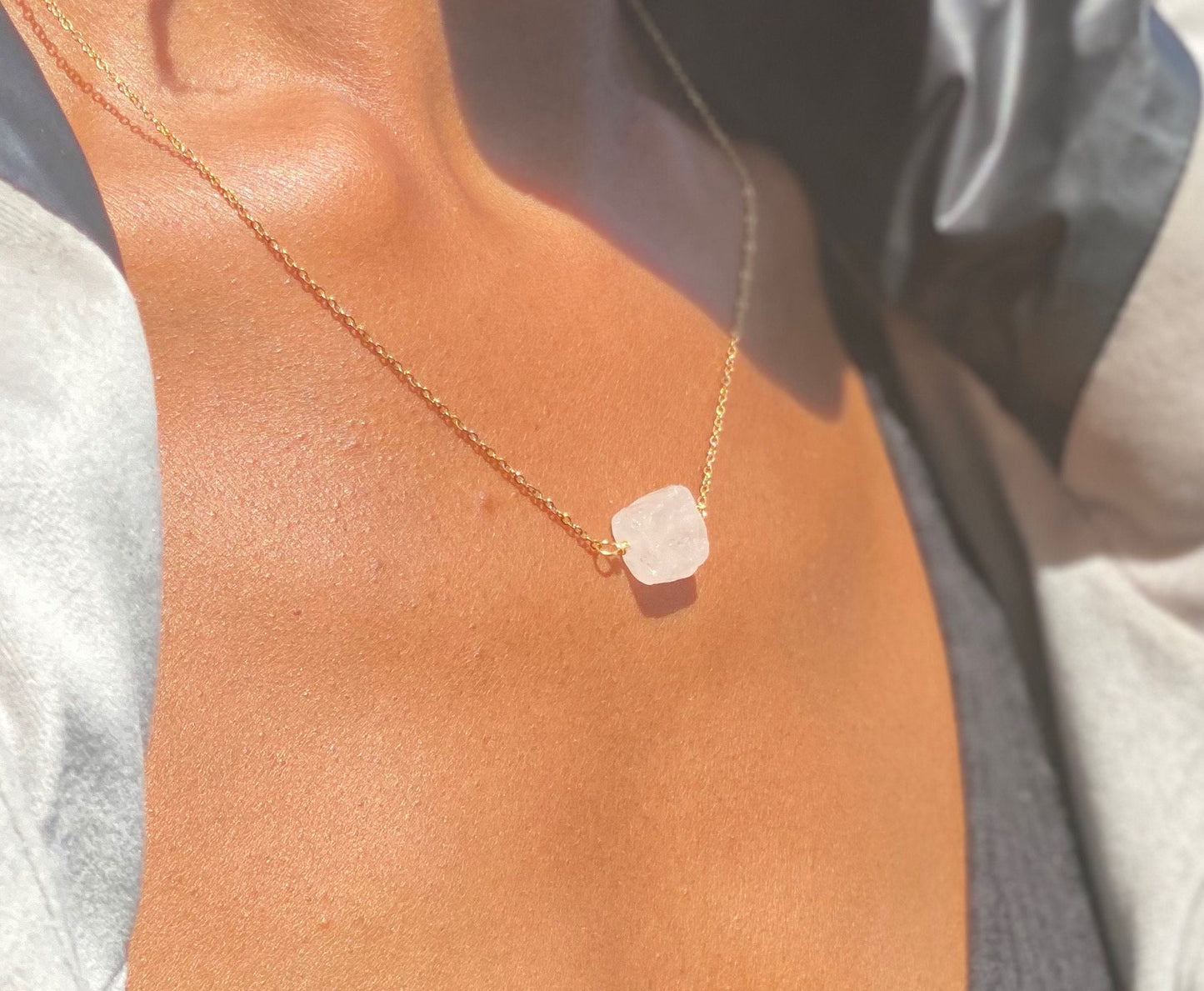 Gold Filled Raw Quartz Necklace