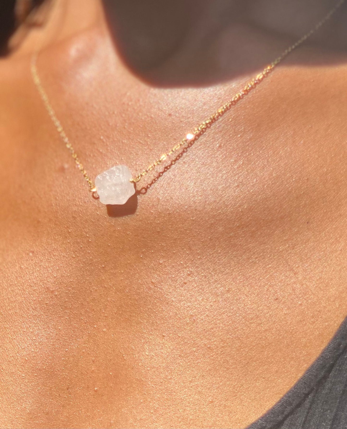 Gold Filled Raw Quartz Necklace