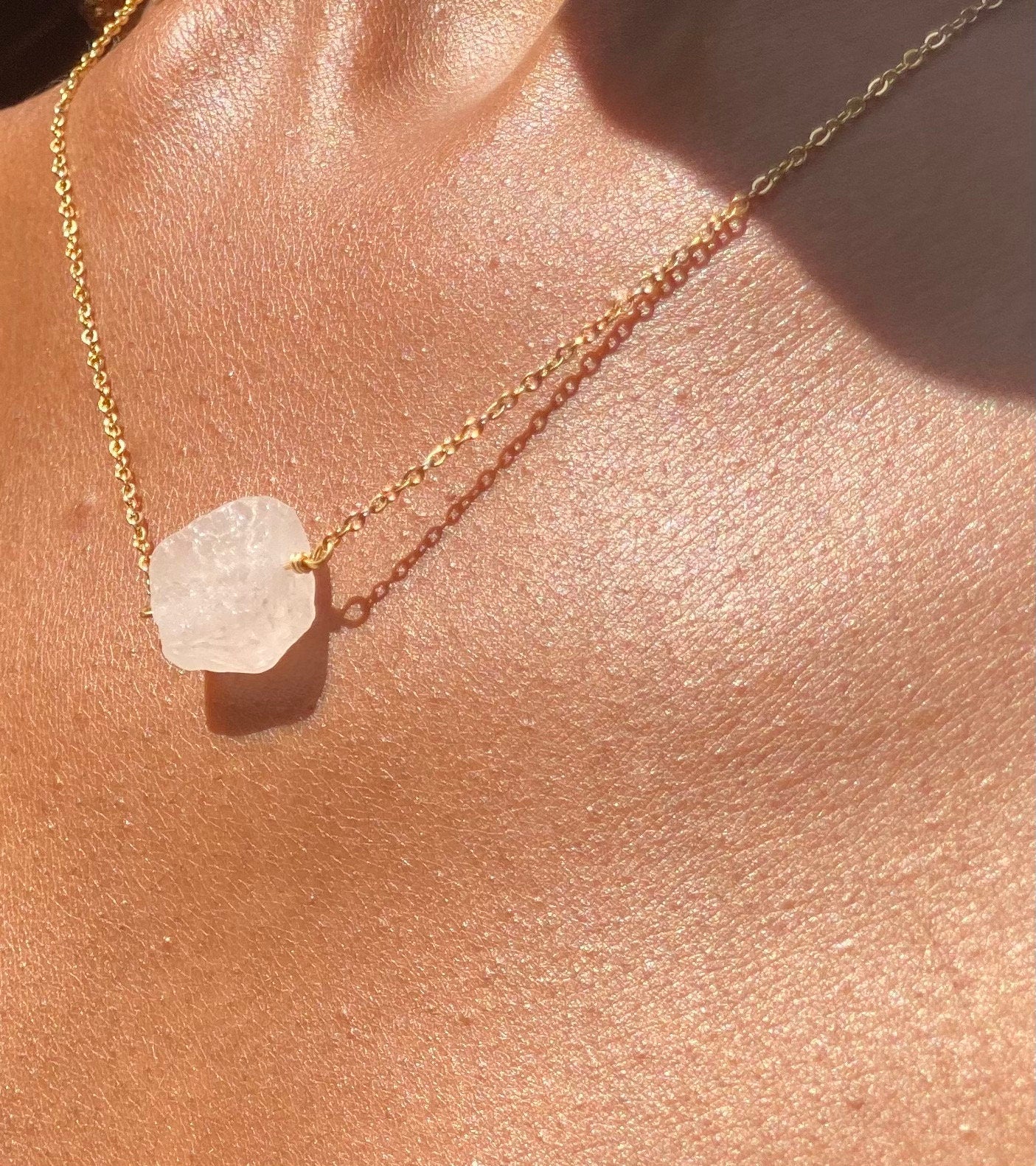 Gold Filled Raw Quartz Necklace