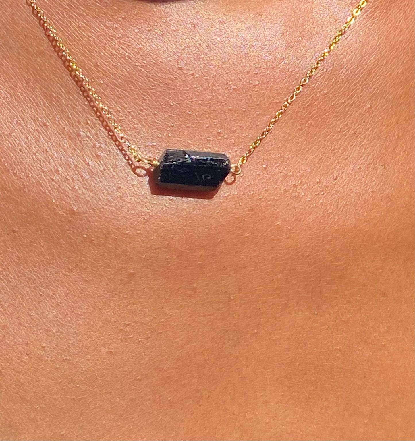 Gold Filled Black Tourmaline Necklace