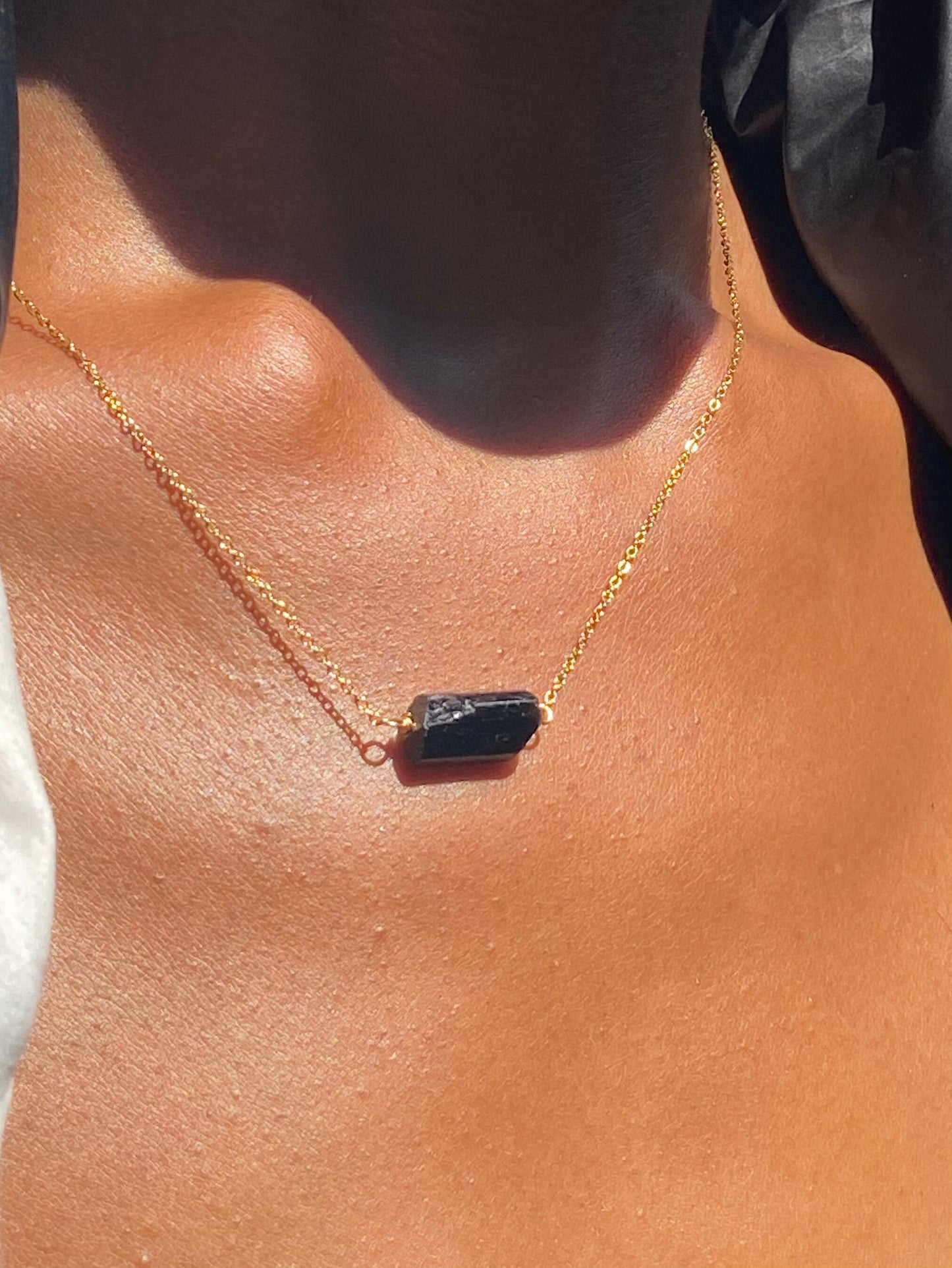 Gold Filled Black Tourmaline Necklace