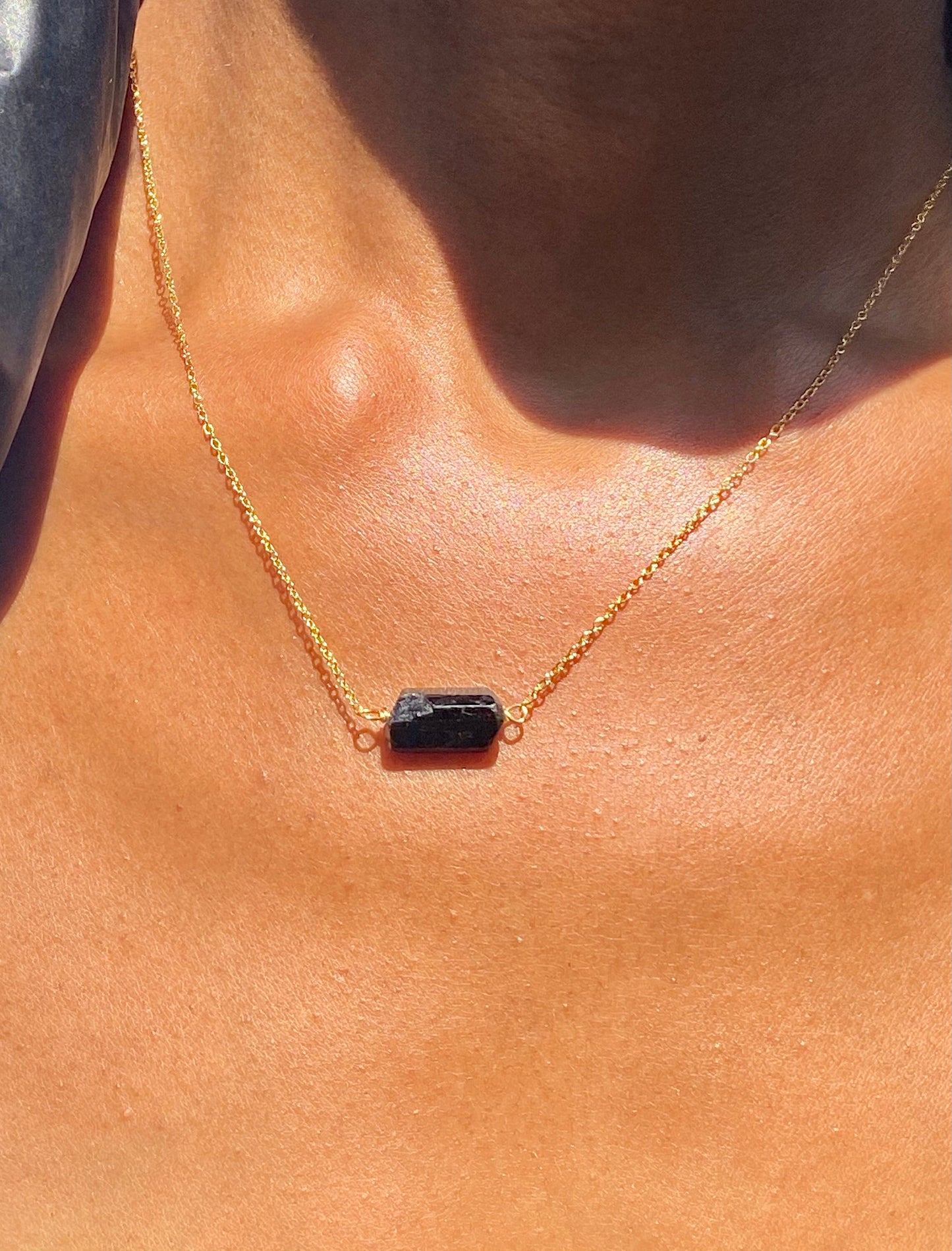 Gold Filled Black Tourmaline Necklace