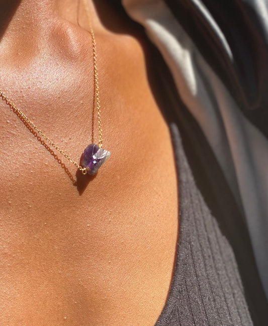 Dainty Dark Amethyst Gold Plated Necklace