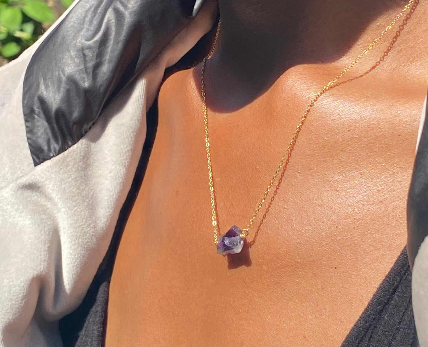 Dainty Dark Amethyst Gold Plated Necklace