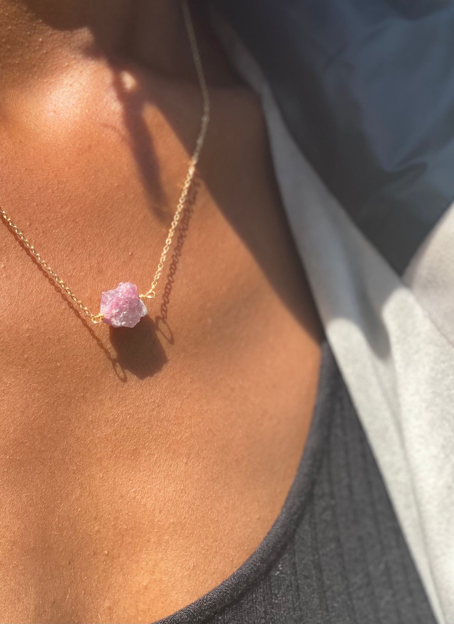 Gold Filled Ombre Pink Tourmaline Necklace