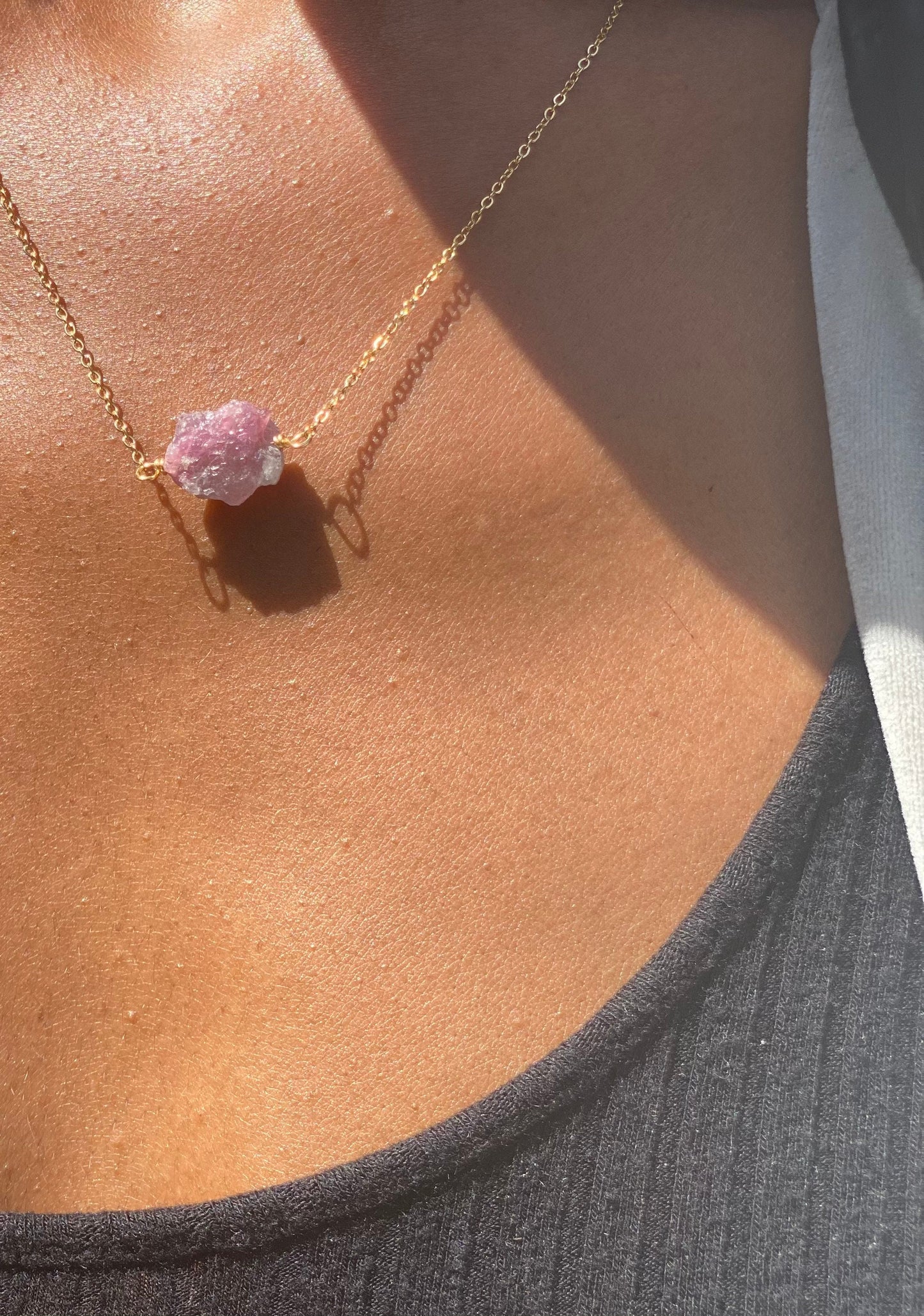 Gold Filled Ombre Pink Tourmaline Necklace