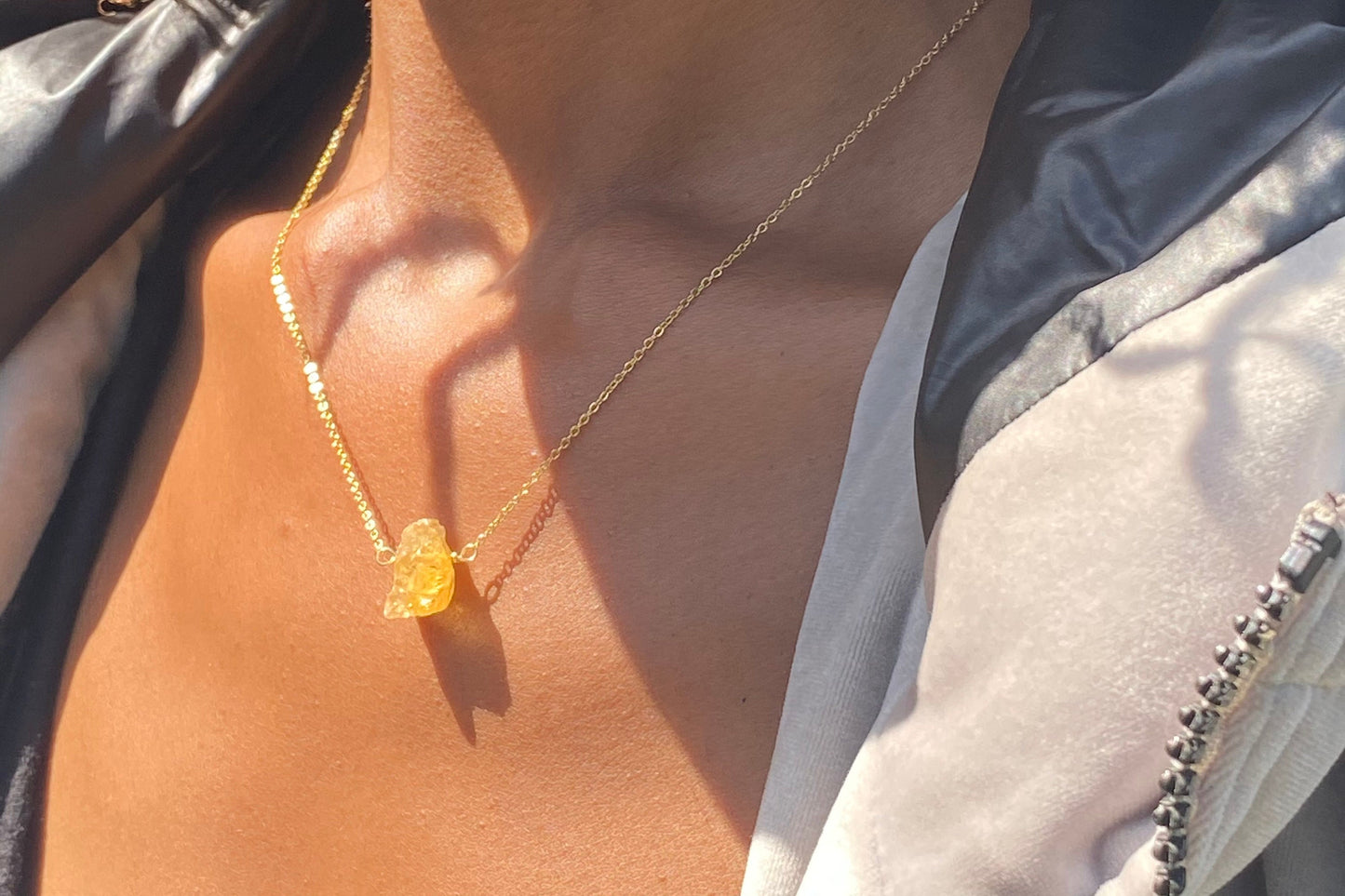 Dainty Gold Filled Citrine Necklace