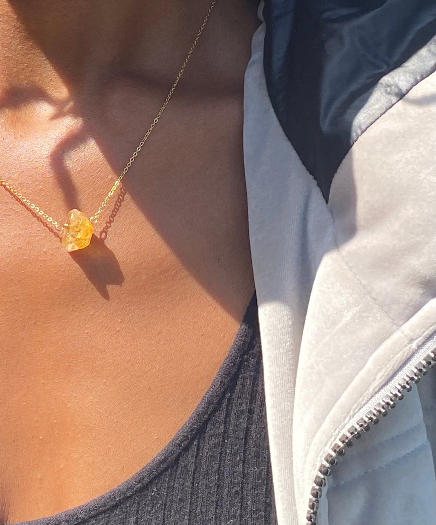 Dainty Gold Filled Citrine Necklace