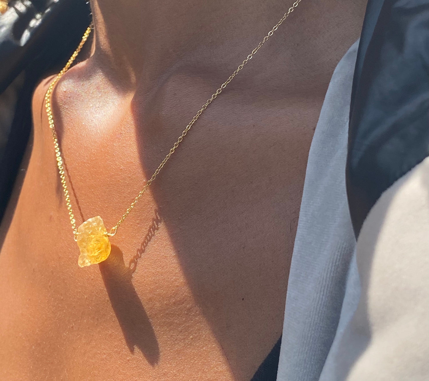 Dainty Gold Filled Citrine Necklace