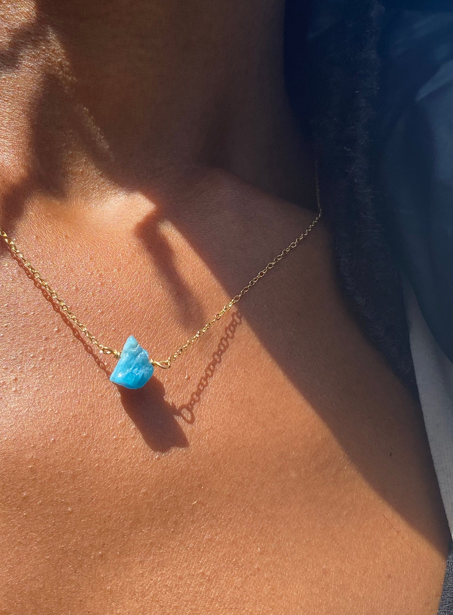 Gold Filled Neon Blue Apatite Necklace