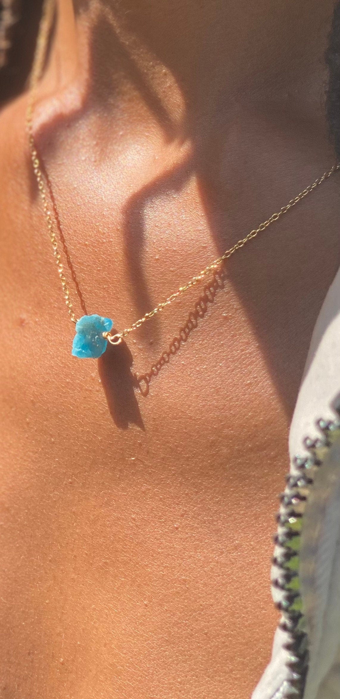 Gold Filled Neon Blue Apatite Necklace