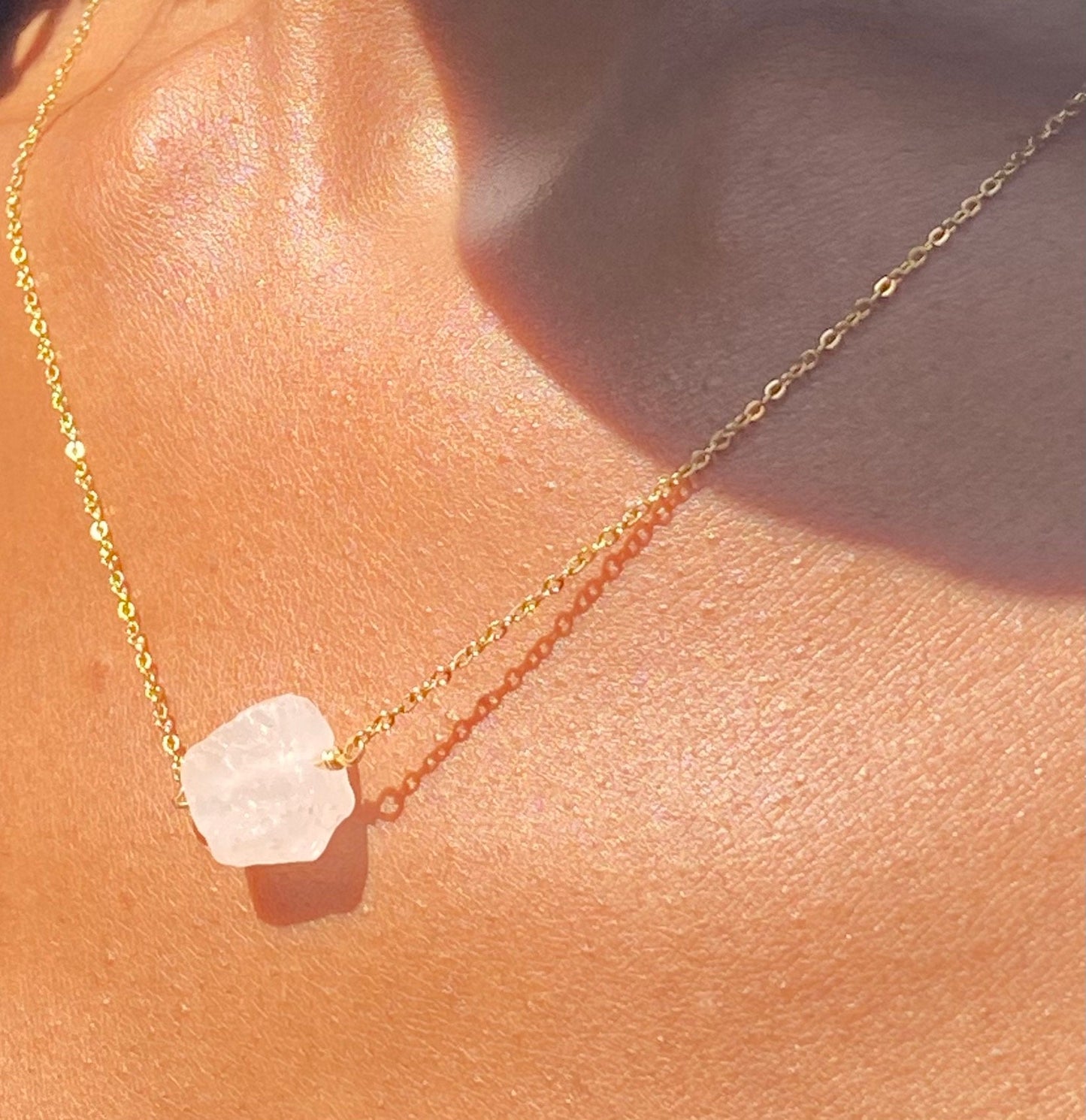 Gold Filled Raw Quartz Necklace