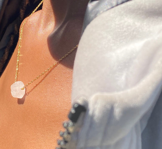 Gold Filled Raw Quartz Necklace