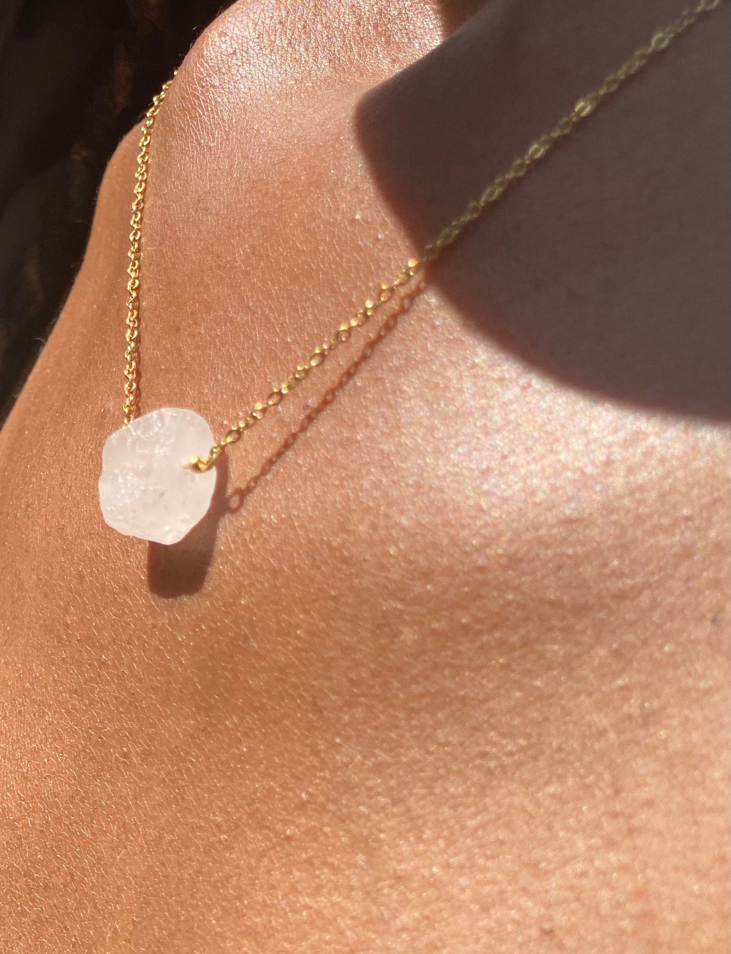 Gold Filled Raw Quartz Necklace