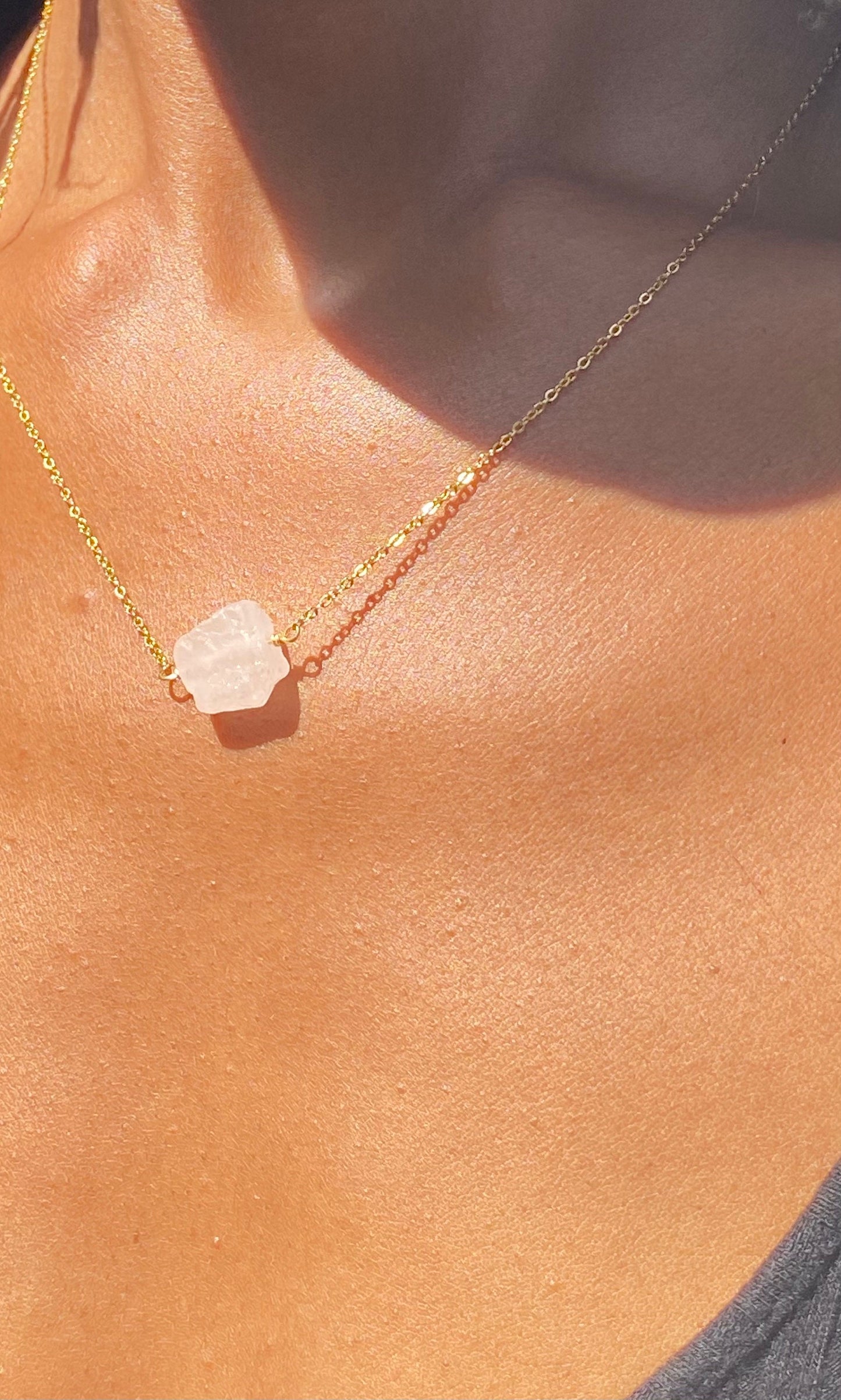 Gold Filled Raw Quartz Necklace