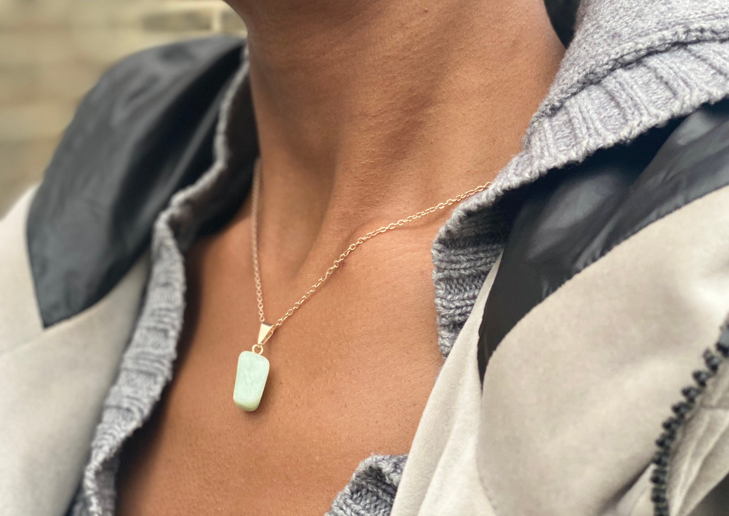 Gold Filled Tumbled Amazonite Necklace