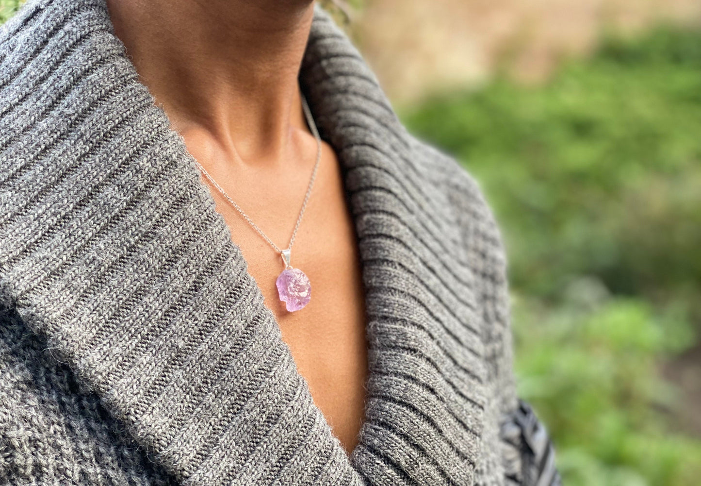 Silver Plated Light Amethyst Necklace