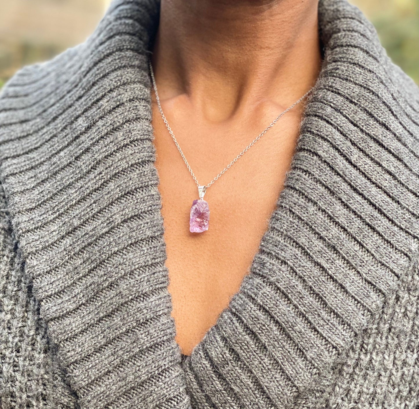 Silver Plated Light Amethyst Necklace