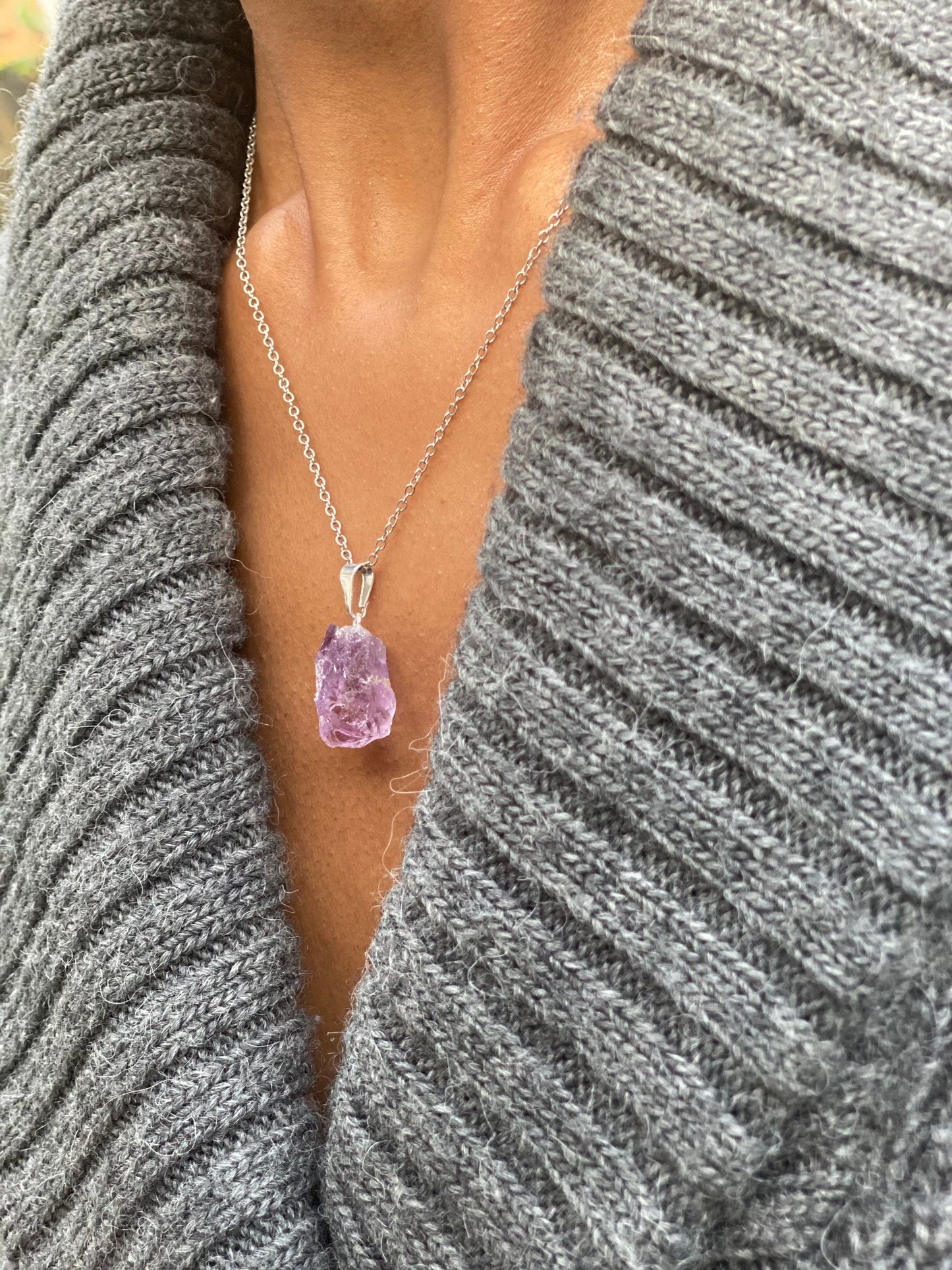 Silver Plated Light Amethyst Necklace