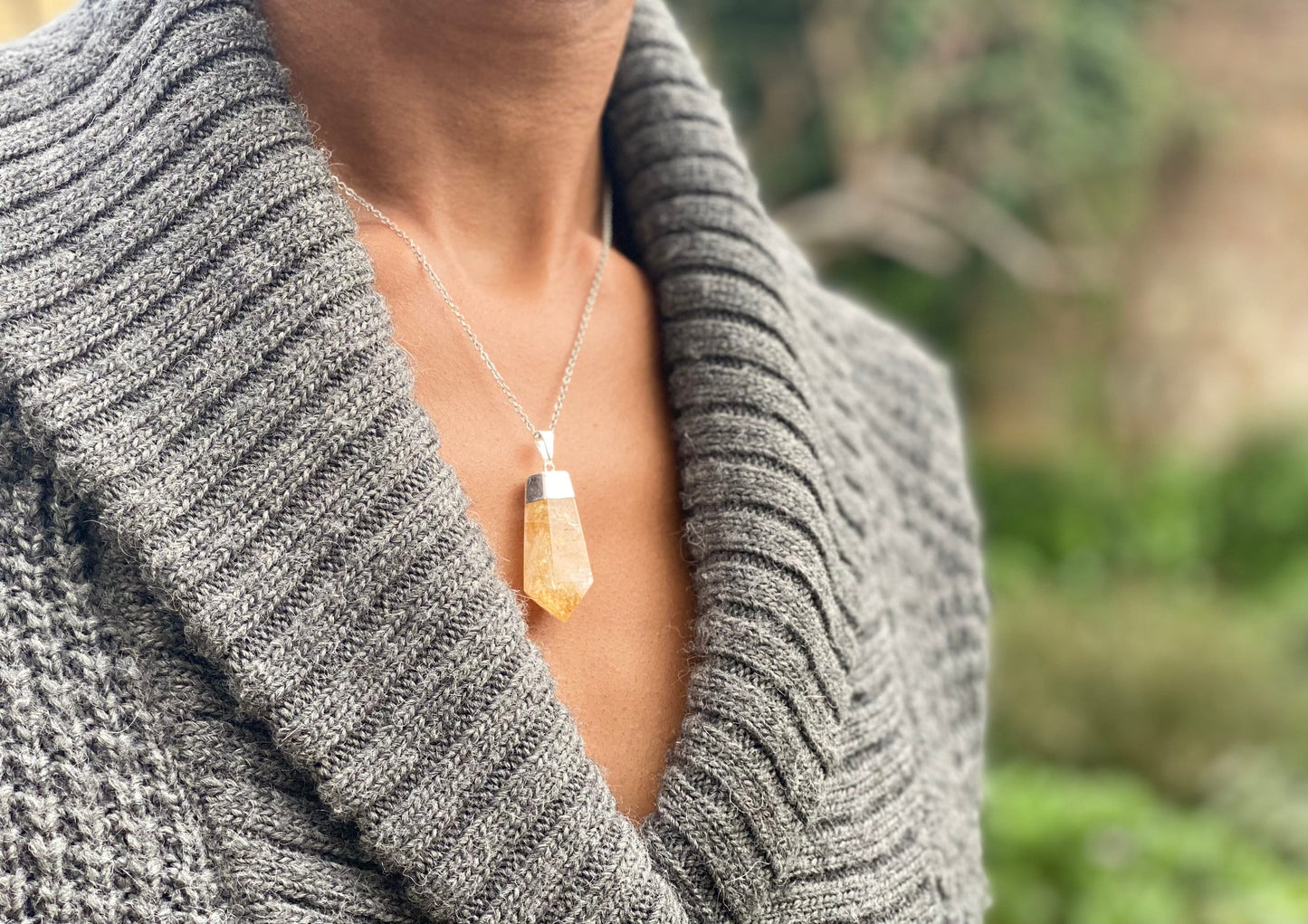 Silver Plated Citrine Necklace