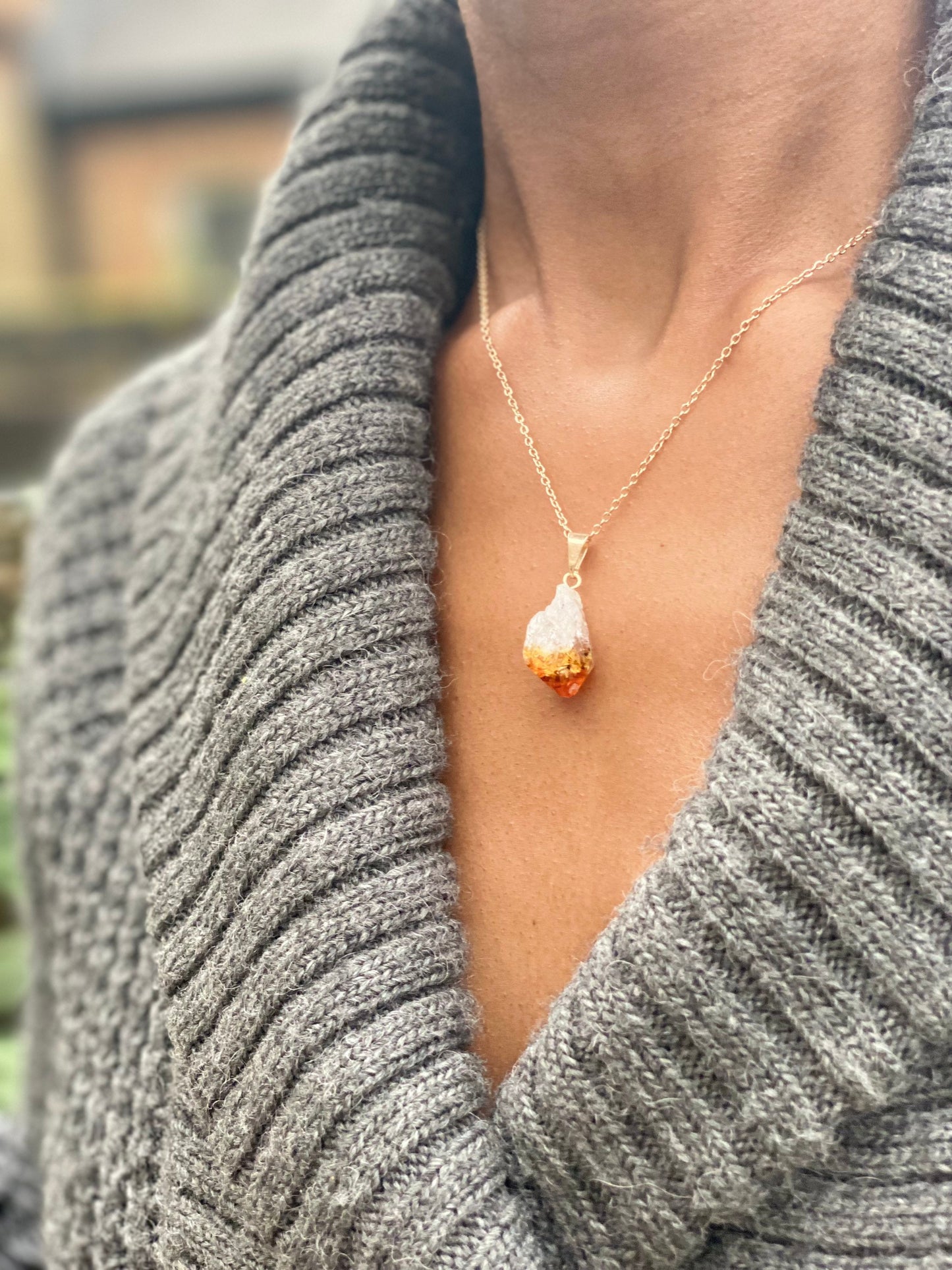 Gold Plated Citrine Necklace