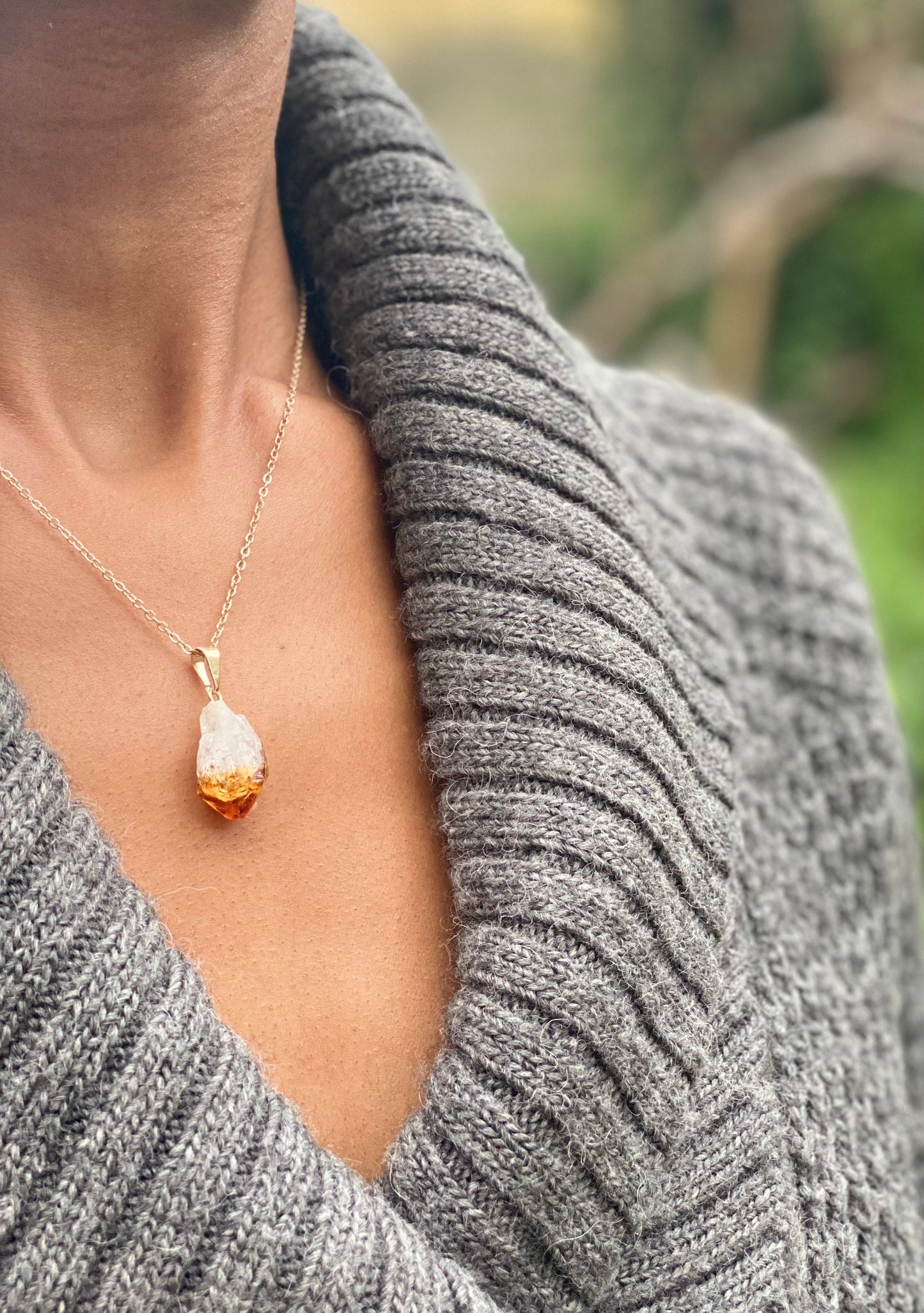 Gold Plated Citrine Necklace