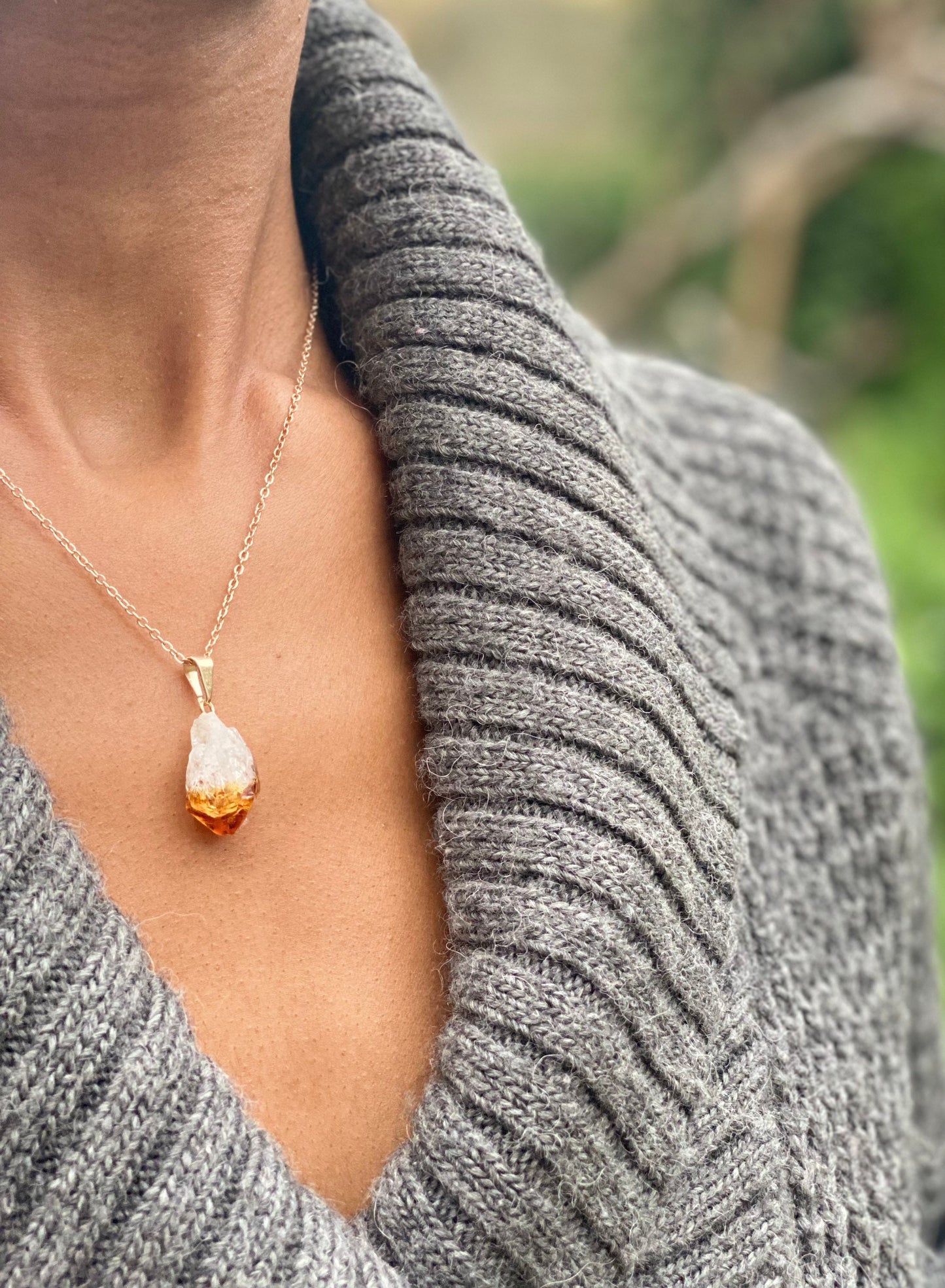 Gold Plated Citrine Necklace