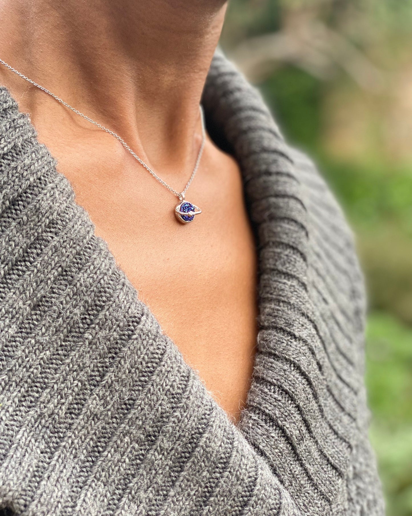 Blue Agate Planetary Necklace